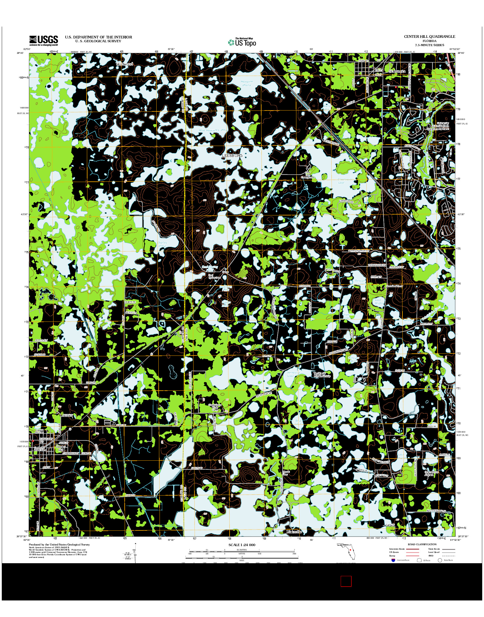 USGS US TOPO 7.5-MINUTE MAP FOR CENTER HILL, FL 2012