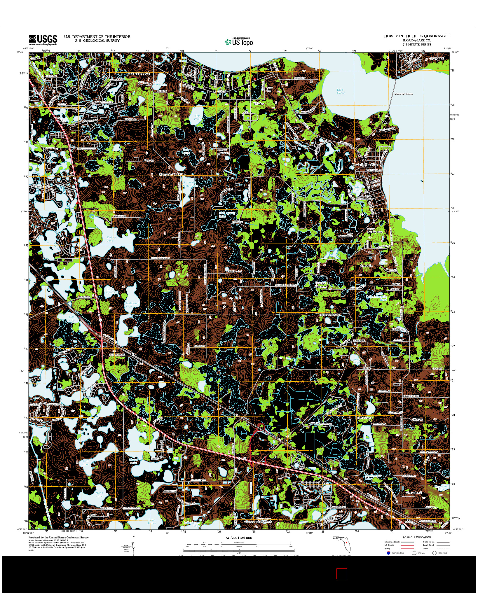 USGS US TOPO 7.5-MINUTE MAP FOR HOWEY IN THE HILLS, FL 2012