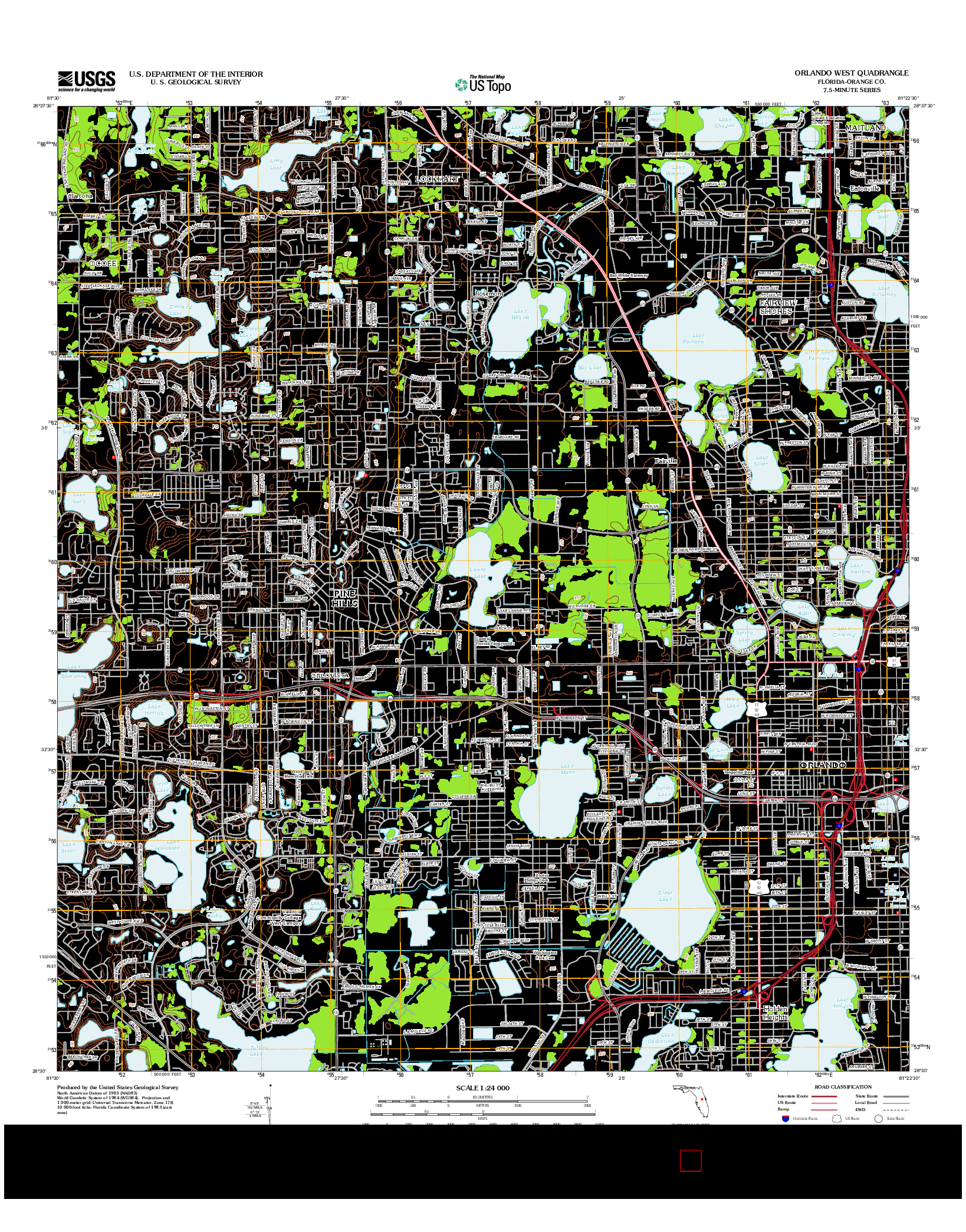 USGS US TOPO 7.5-MINUTE MAP FOR ORLANDO WEST, FL 2012