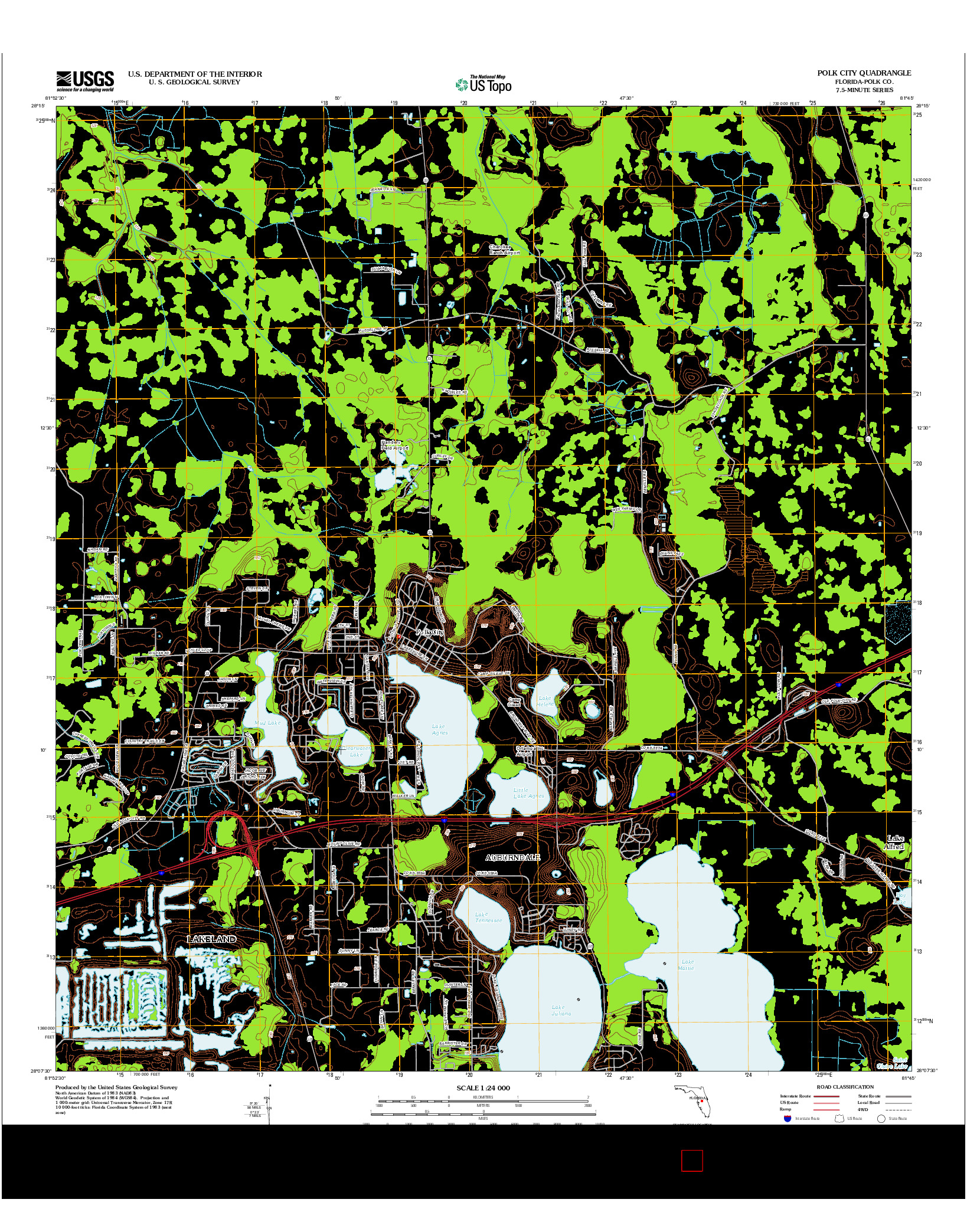 USGS US TOPO 7.5-MINUTE MAP FOR POLK CITY, FL 2012