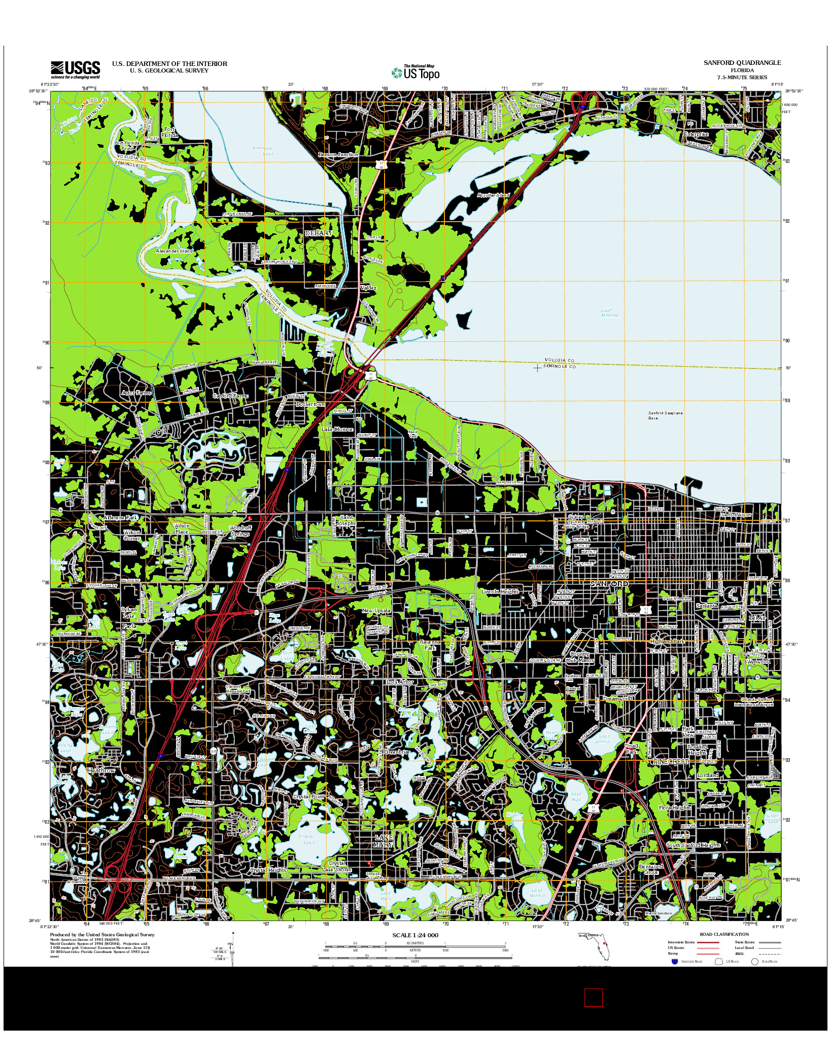 USGS US TOPO 7.5-MINUTE MAP FOR SANFORD, FL 2012