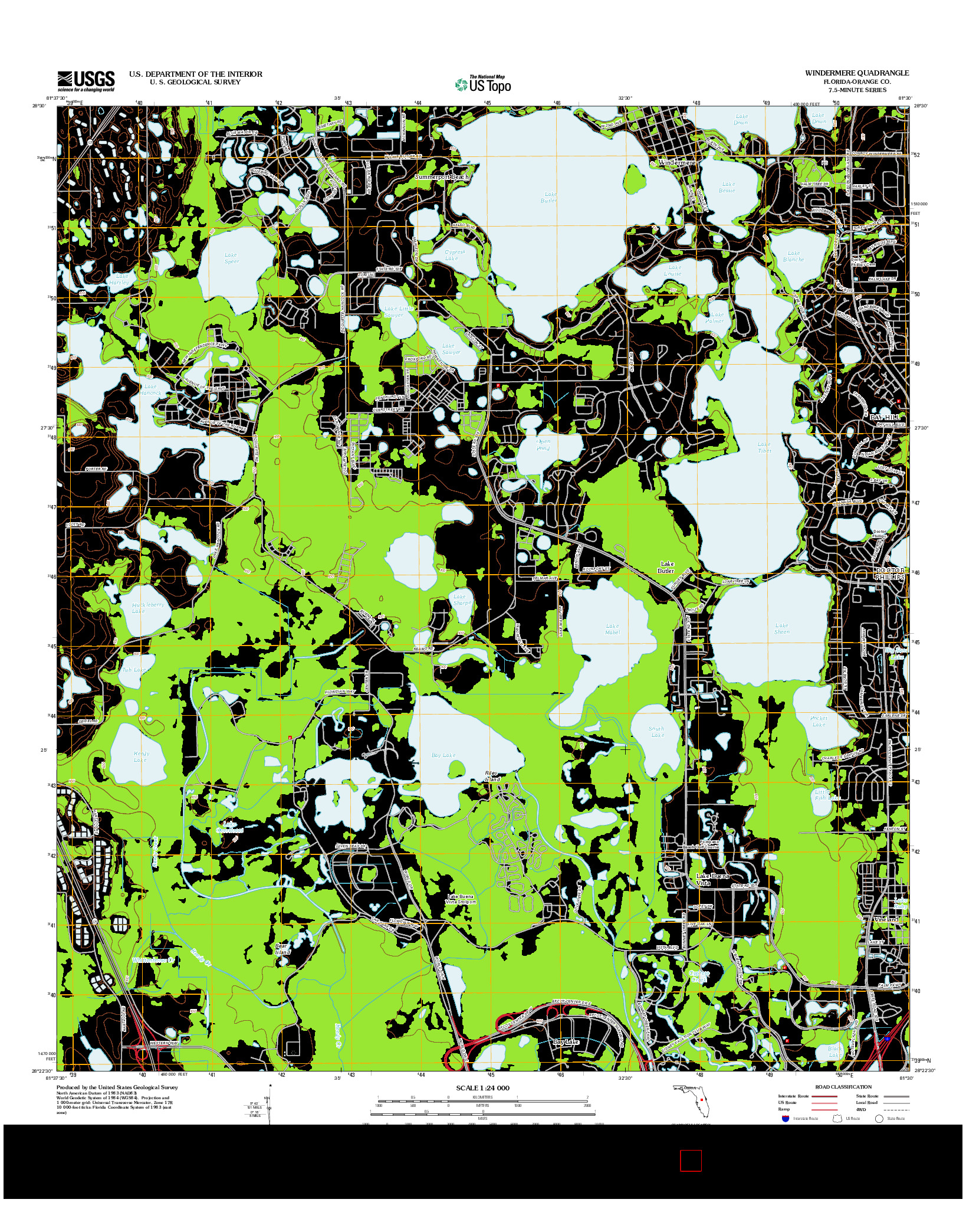 USGS US TOPO 7.5-MINUTE MAP FOR WINDERMERE, FL 2012