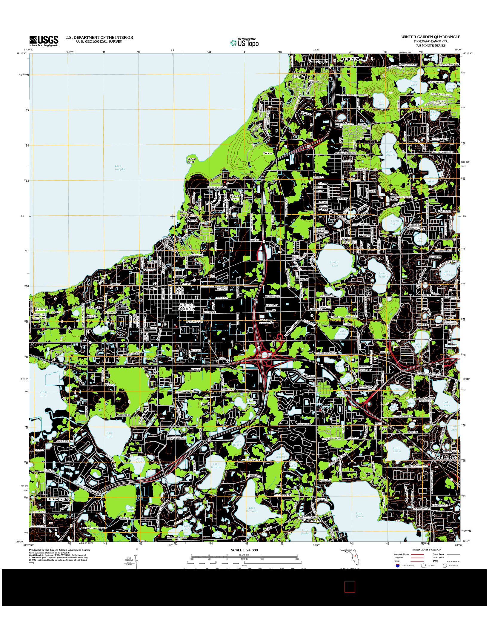 USGS US TOPO 7.5-MINUTE MAP FOR WINTER GARDEN, FL 2012