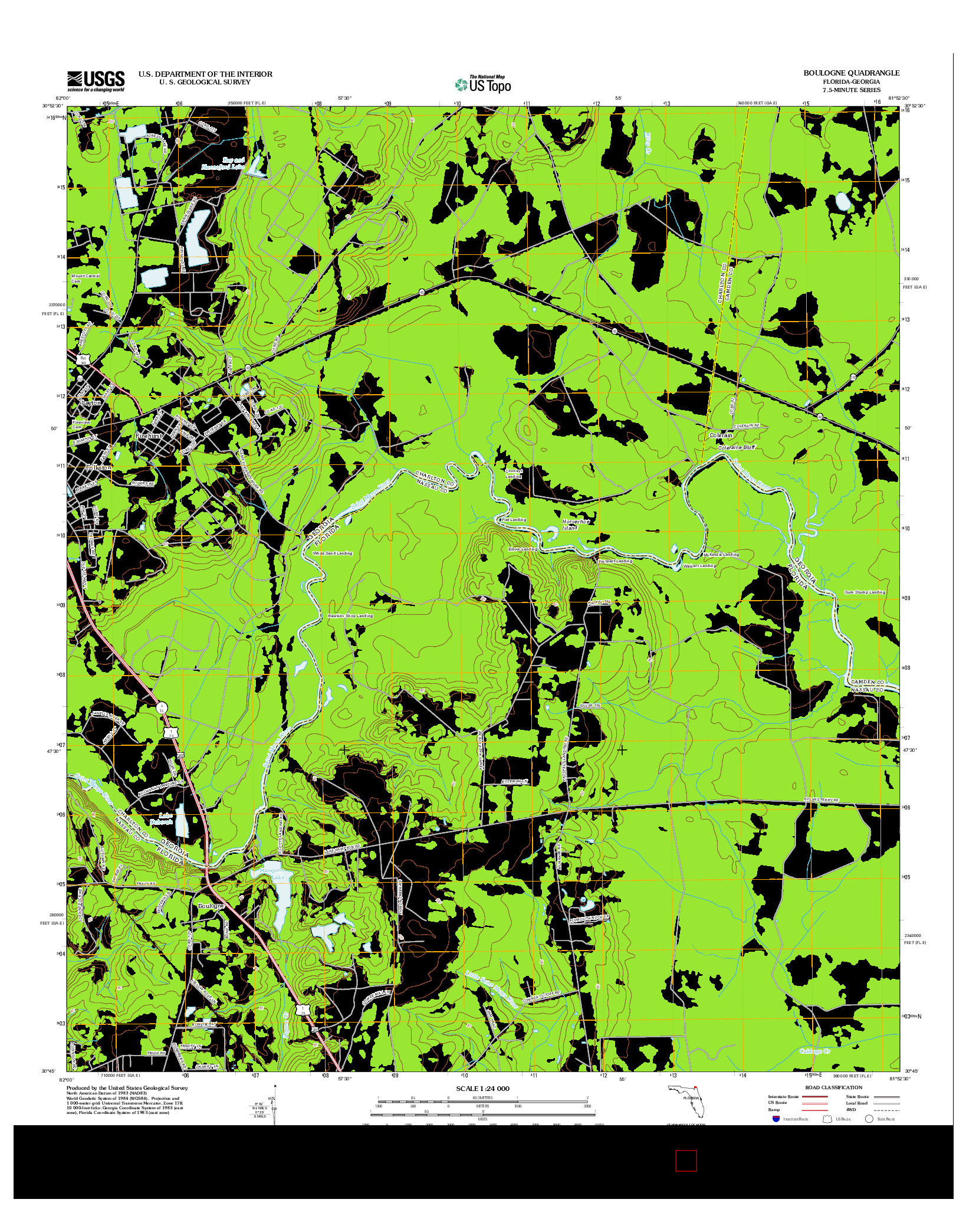 USGS US TOPO 7.5-MINUTE MAP FOR BOULOGNE, FL-GA 2012
