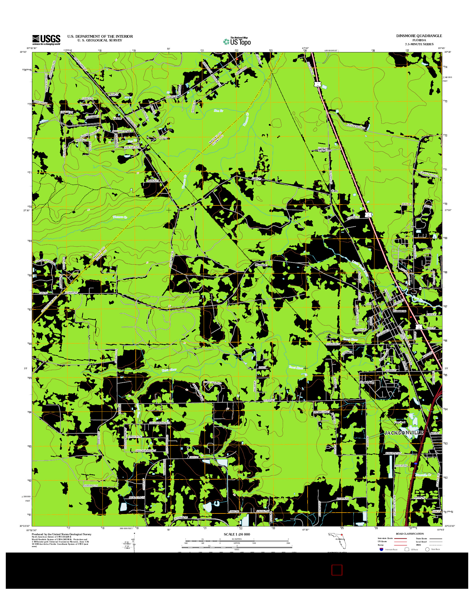 USGS US TOPO 7.5-MINUTE MAP FOR DINSMORE, FL 2012
