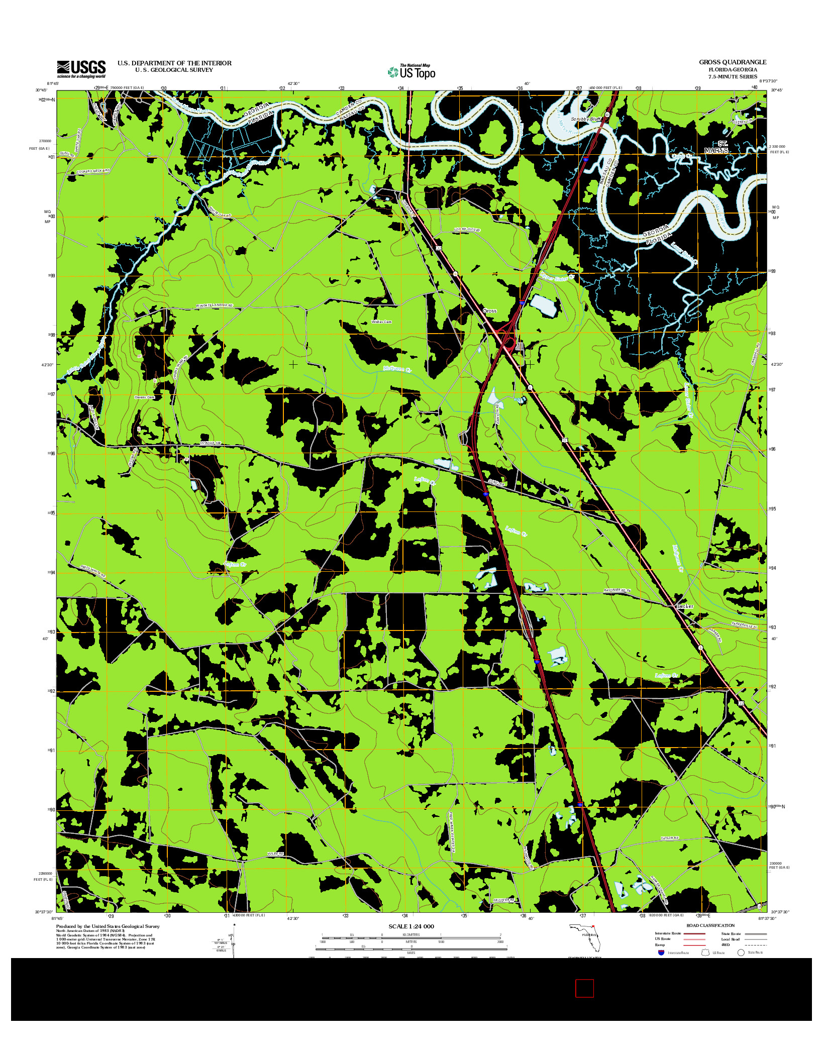 USGS US TOPO 7.5-MINUTE MAP FOR GROSS, FL-GA 2012