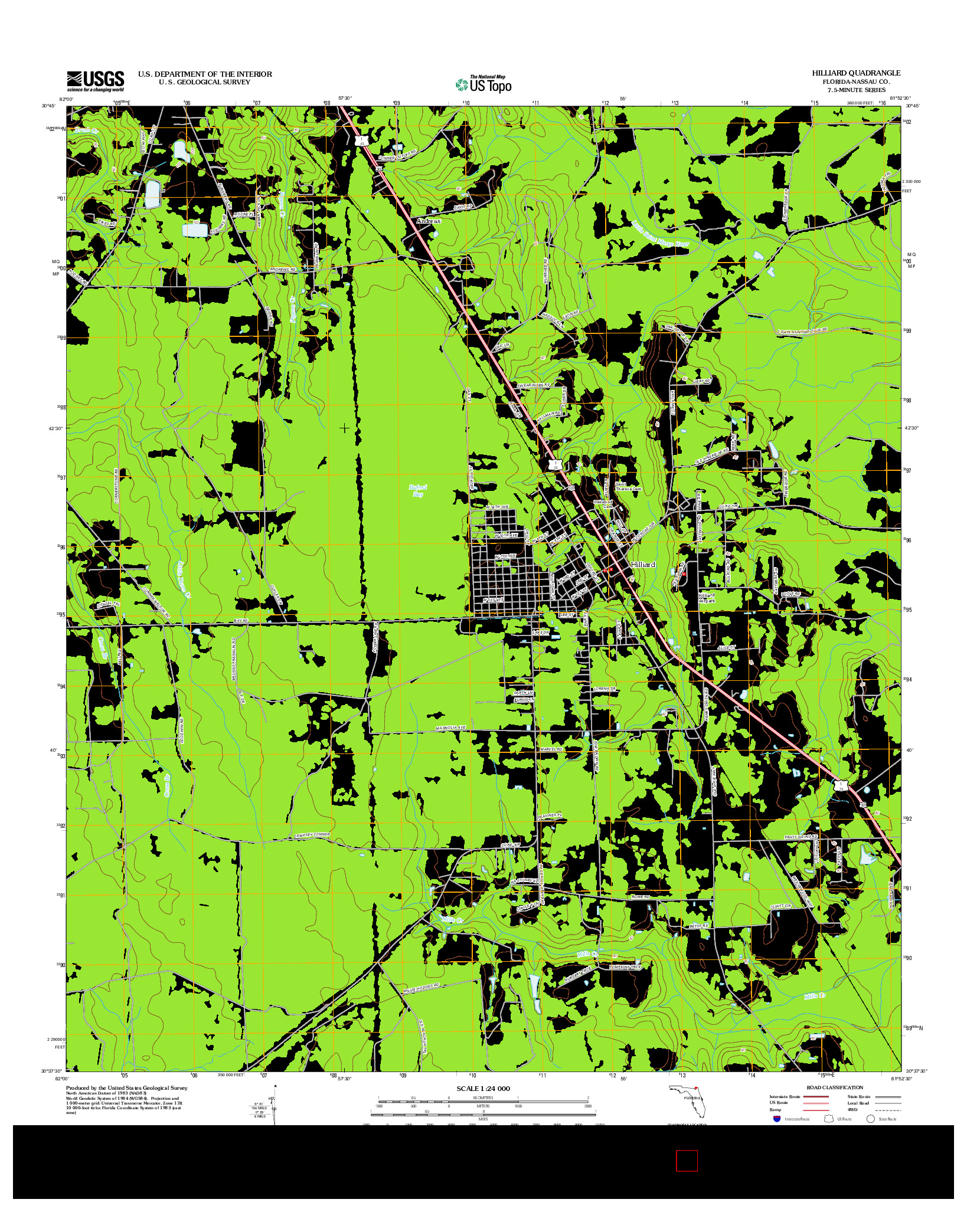 USGS US TOPO 7.5-MINUTE MAP FOR HILLIARD, FL 2012
