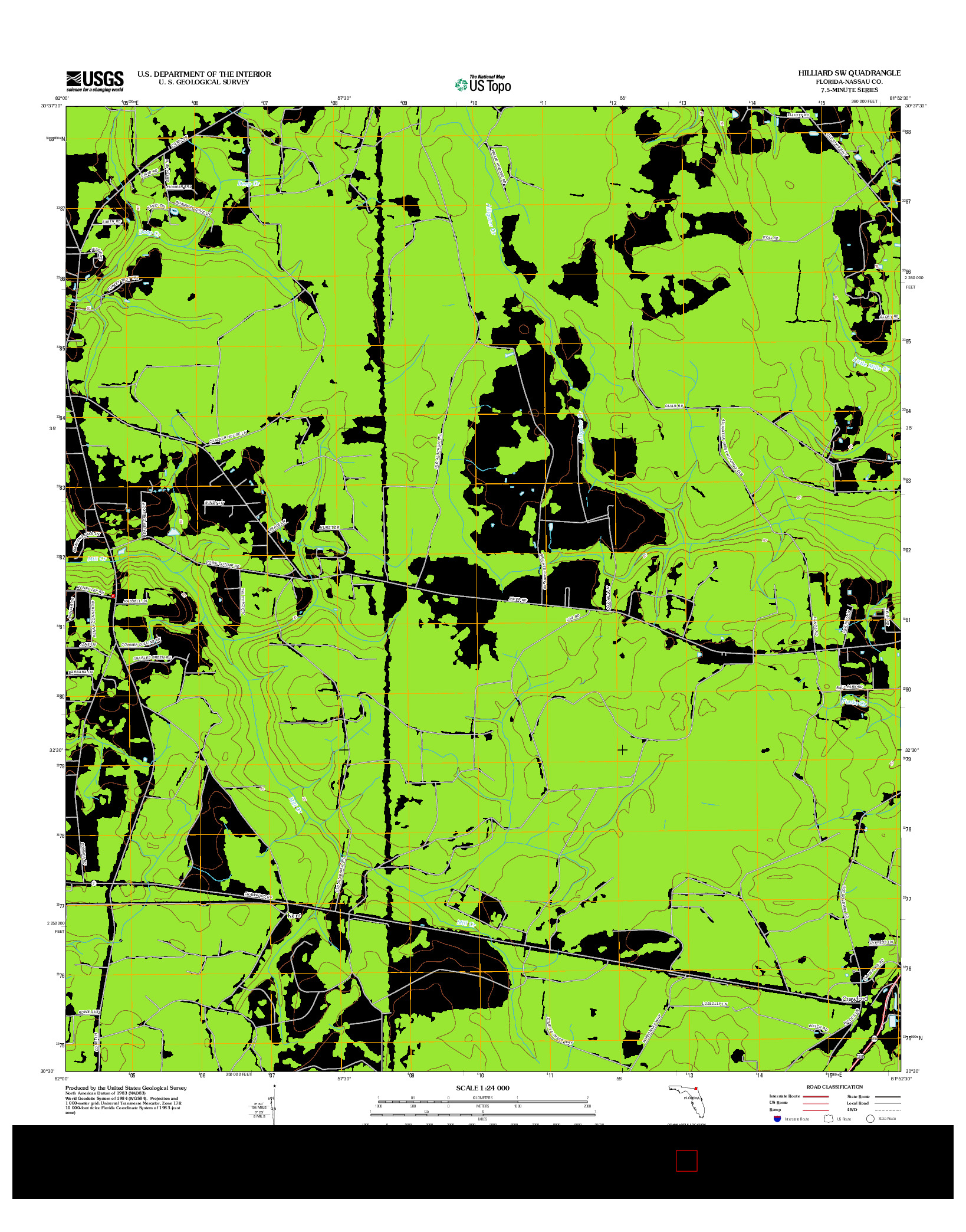 USGS US TOPO 7.5-MINUTE MAP FOR HILLIARD SW, FL 2012