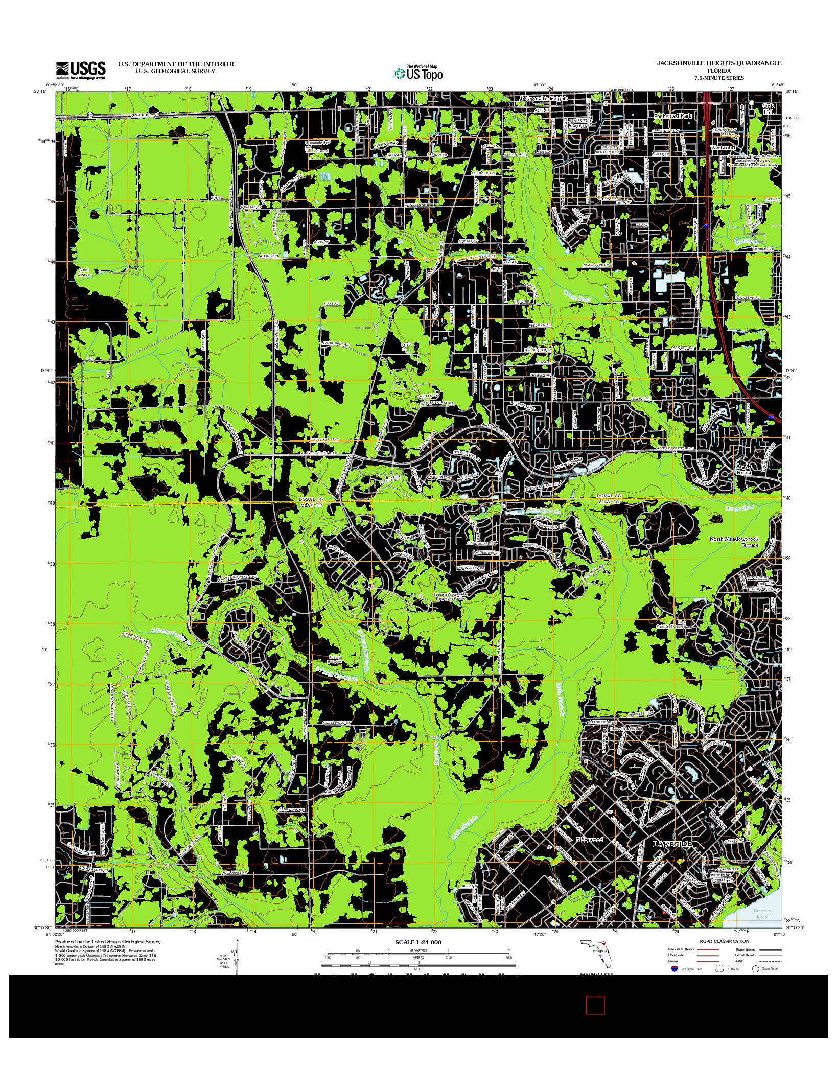 USGS US TOPO 7.5-MINUTE MAP FOR JACKSONVILLE HEIGHTS, FL 2012