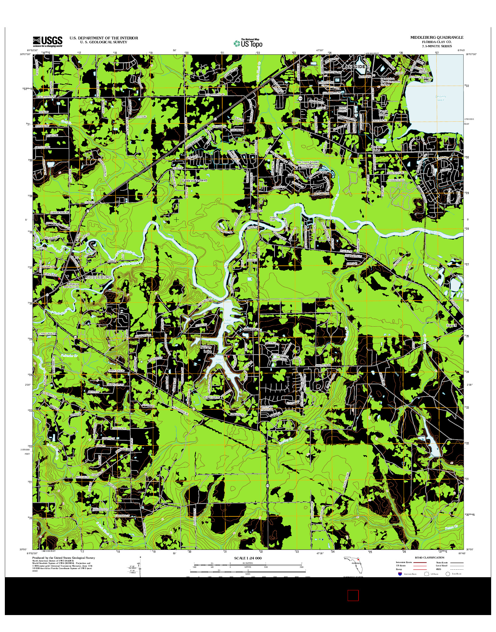 USGS US TOPO 7.5-MINUTE MAP FOR MIDDLEBURG, FL 2012