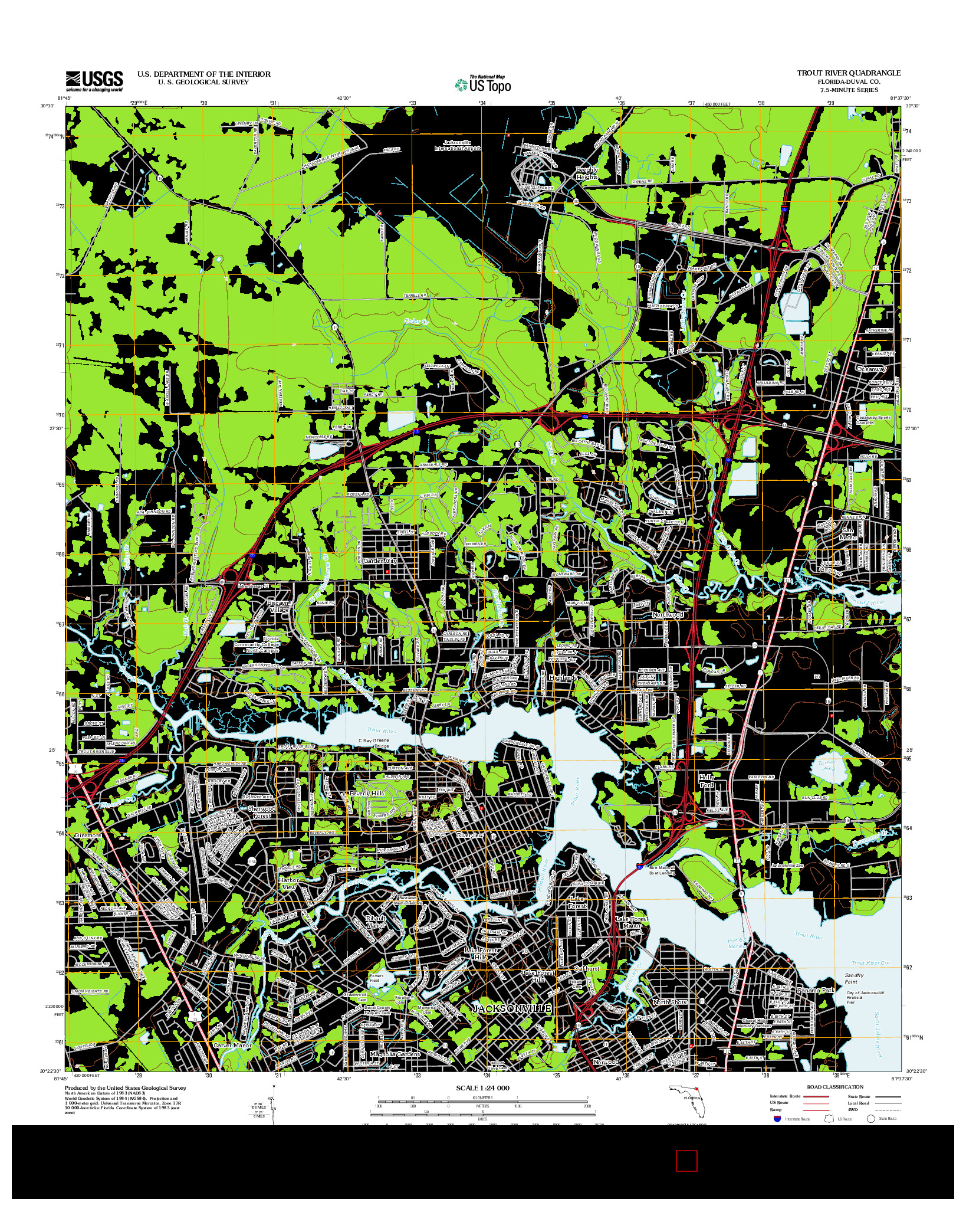 USGS US TOPO 7.5-MINUTE MAP FOR TROUT RIVER, FL 2012