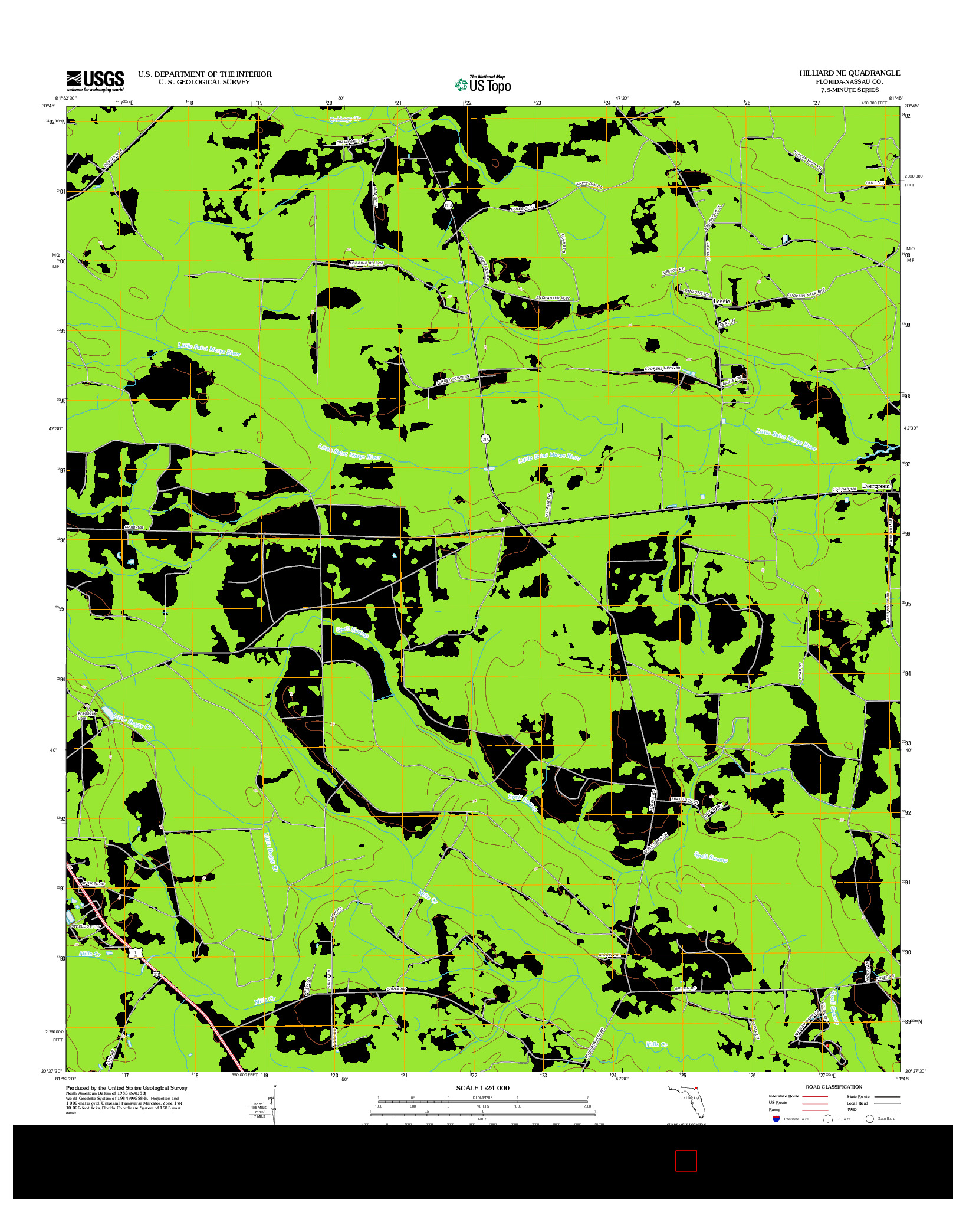 USGS US TOPO 7.5-MINUTE MAP FOR HILLIARD NE, FL 2012