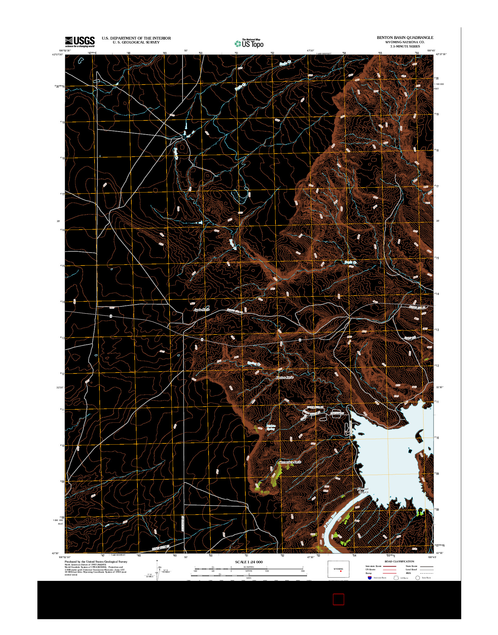 USGS US TOPO 7.5-MINUTE MAP FOR BENTON BASIN, WY 2012