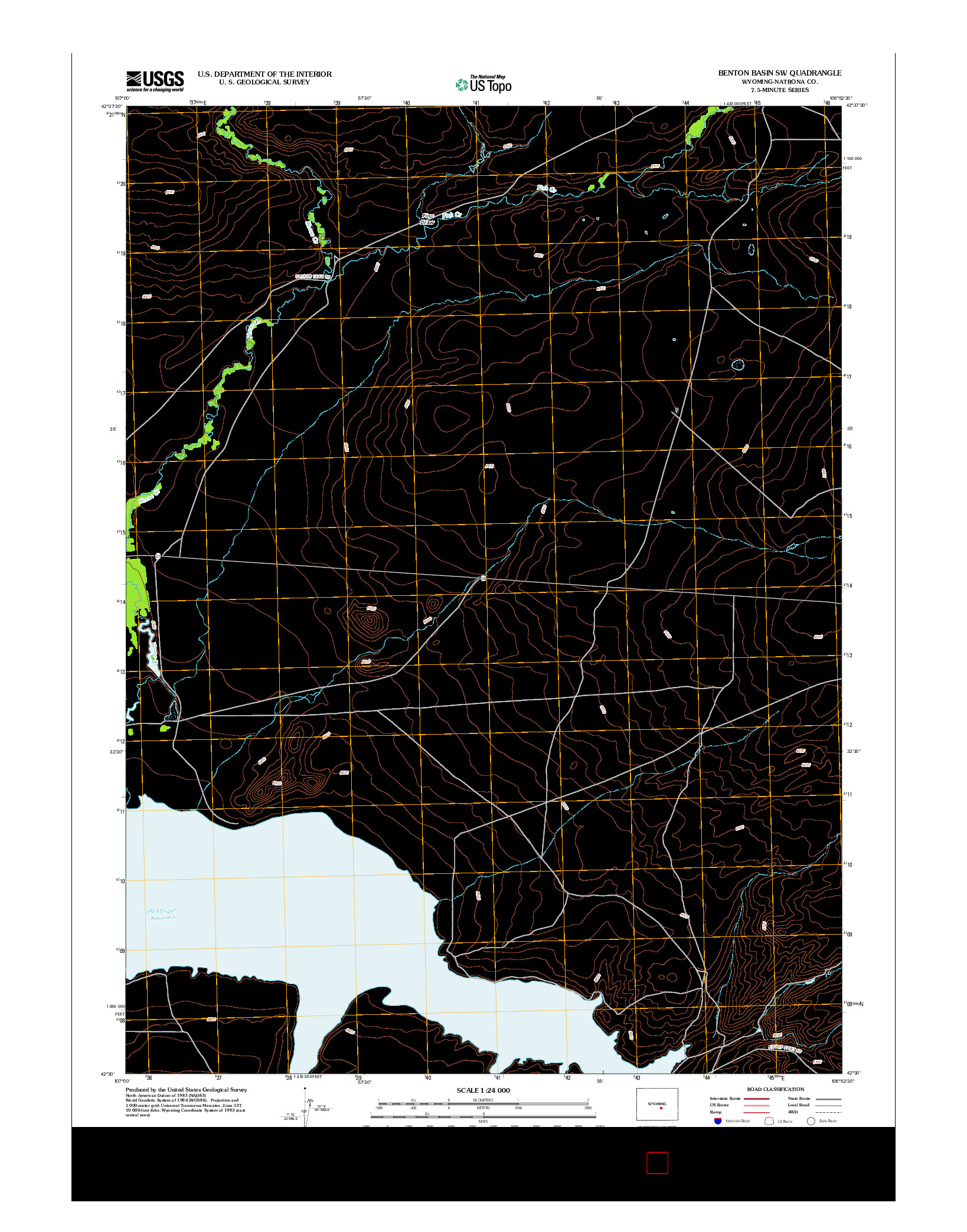 USGS US TOPO 7.5-MINUTE MAP FOR BENTON BASIN SW, WY 2012