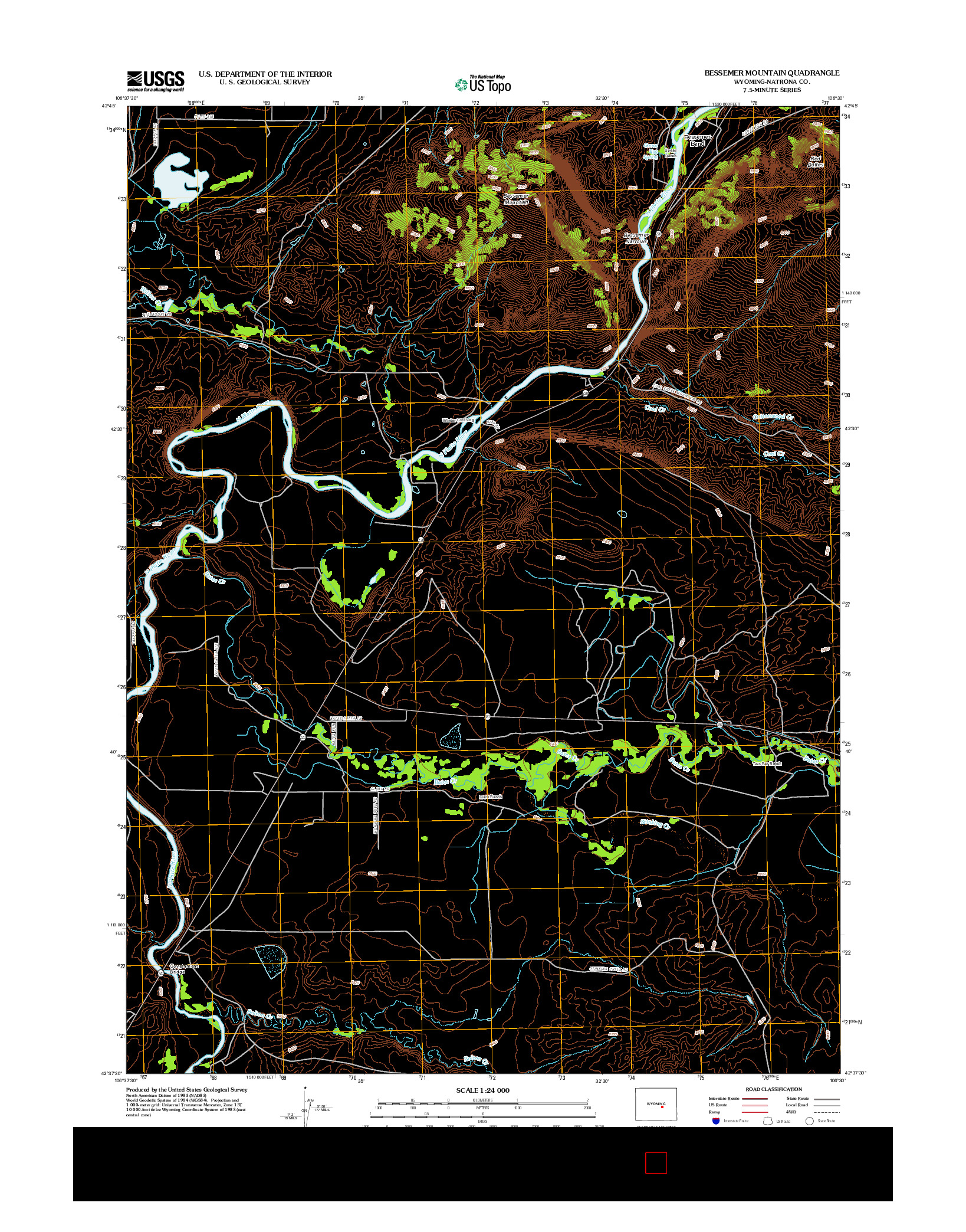 USGS US TOPO 7.5-MINUTE MAP FOR BESSEMER MOUNTAIN, WY 2012