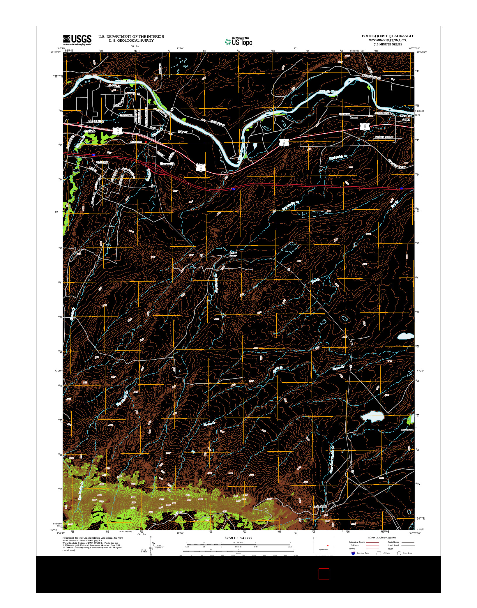 USGS US TOPO 7.5-MINUTE MAP FOR BROOKHURST, WY 2012