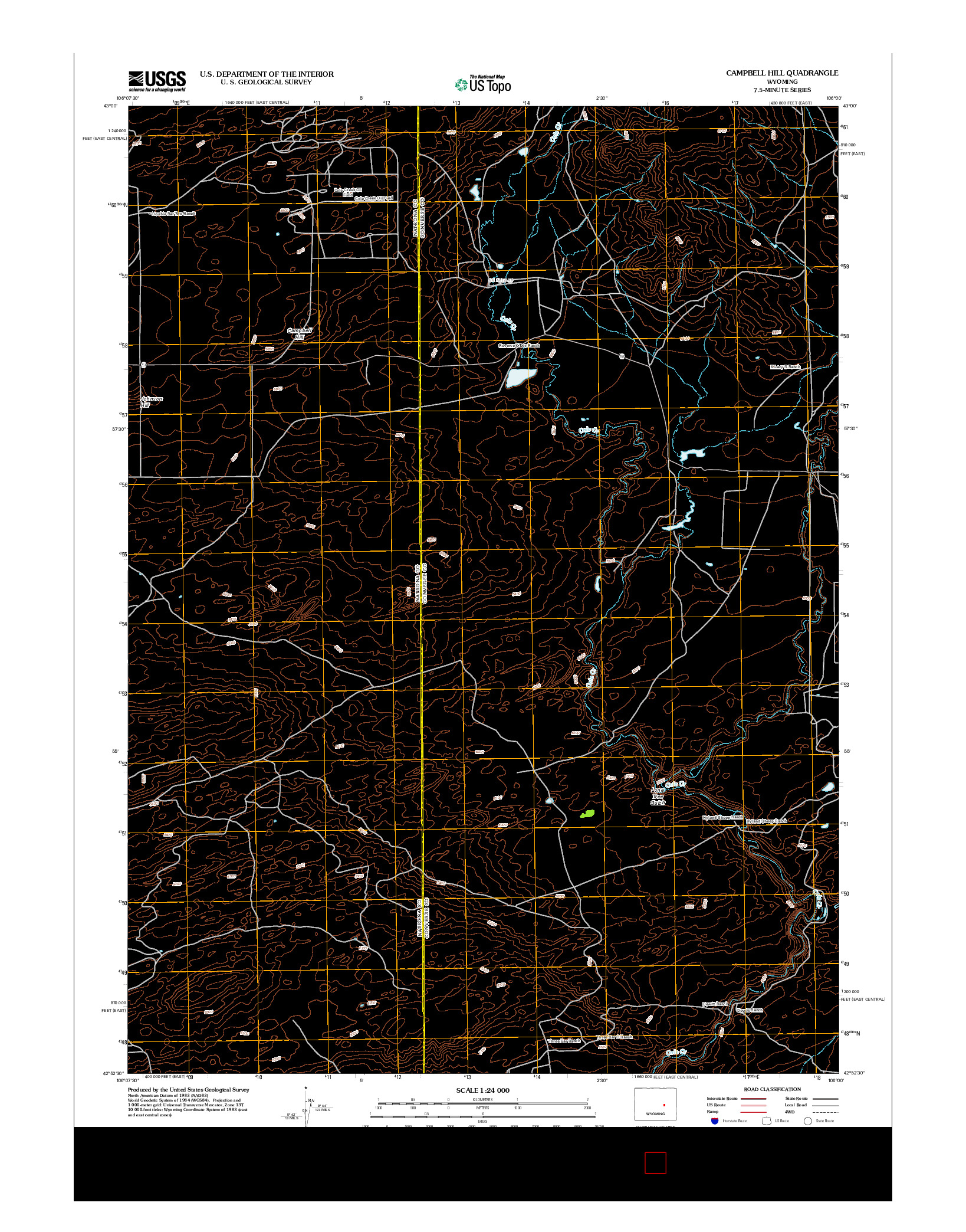 USGS US TOPO 7.5-MINUTE MAP FOR CAMPBELL HILL, WY 2012