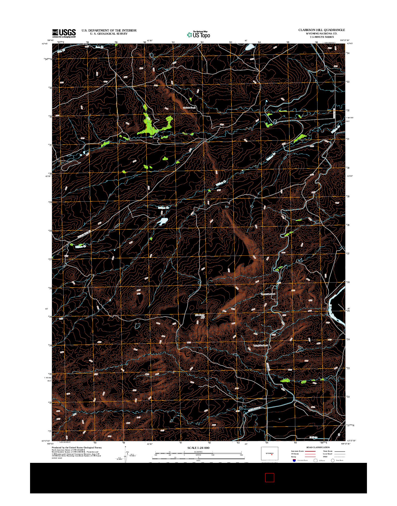 USGS US TOPO 7.5-MINUTE MAP FOR CLARKSON HILL, WY 2012