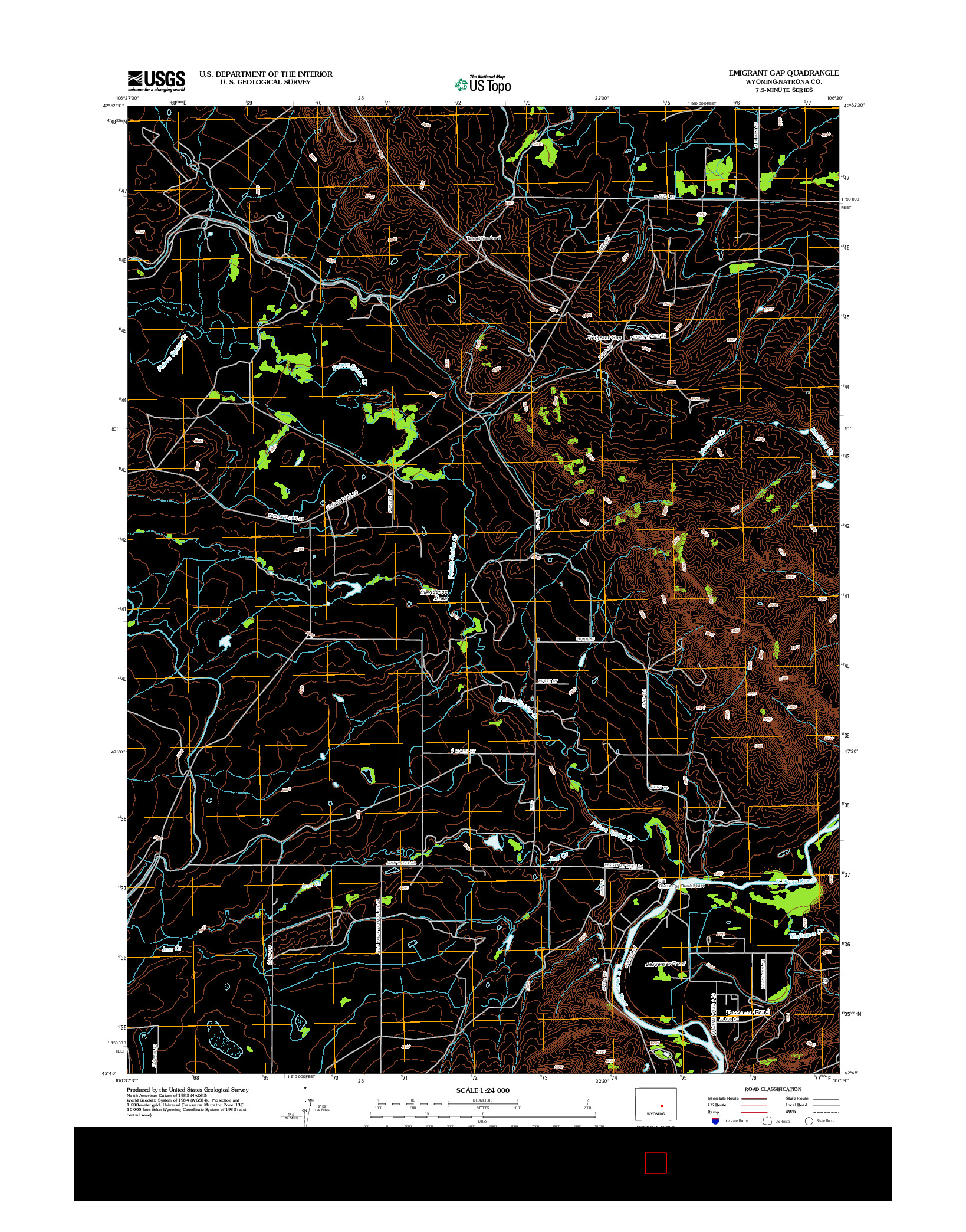 USGS US TOPO 7.5-MINUTE MAP FOR EMIGRANT GAP, WY 2012