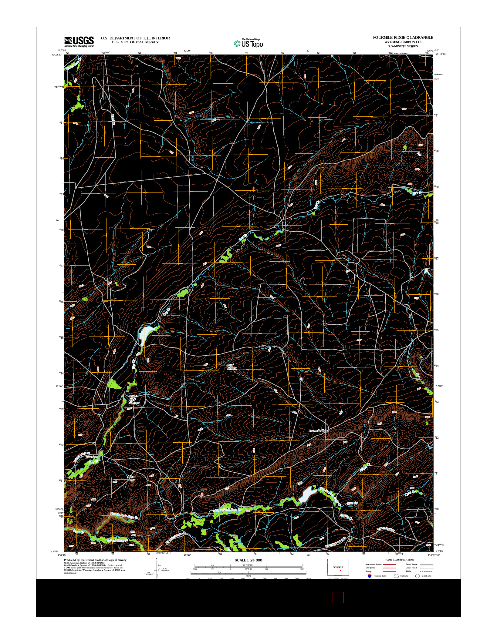 USGS US TOPO 7.5-MINUTE MAP FOR FOURMILE RIDGE, WY 2012