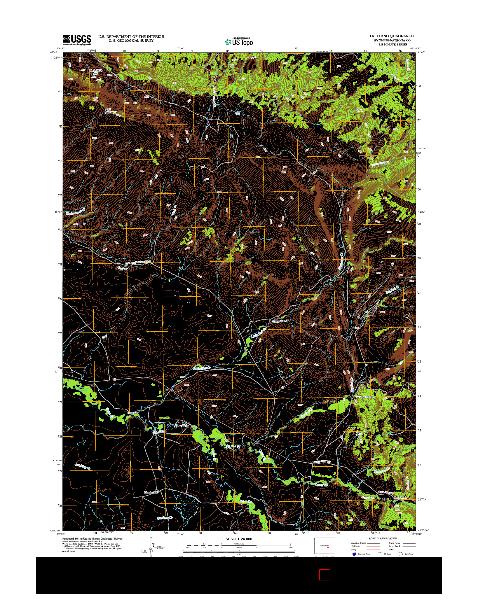 USGS US TOPO 7.5-MINUTE MAP FOR FREELAND, WY 2012