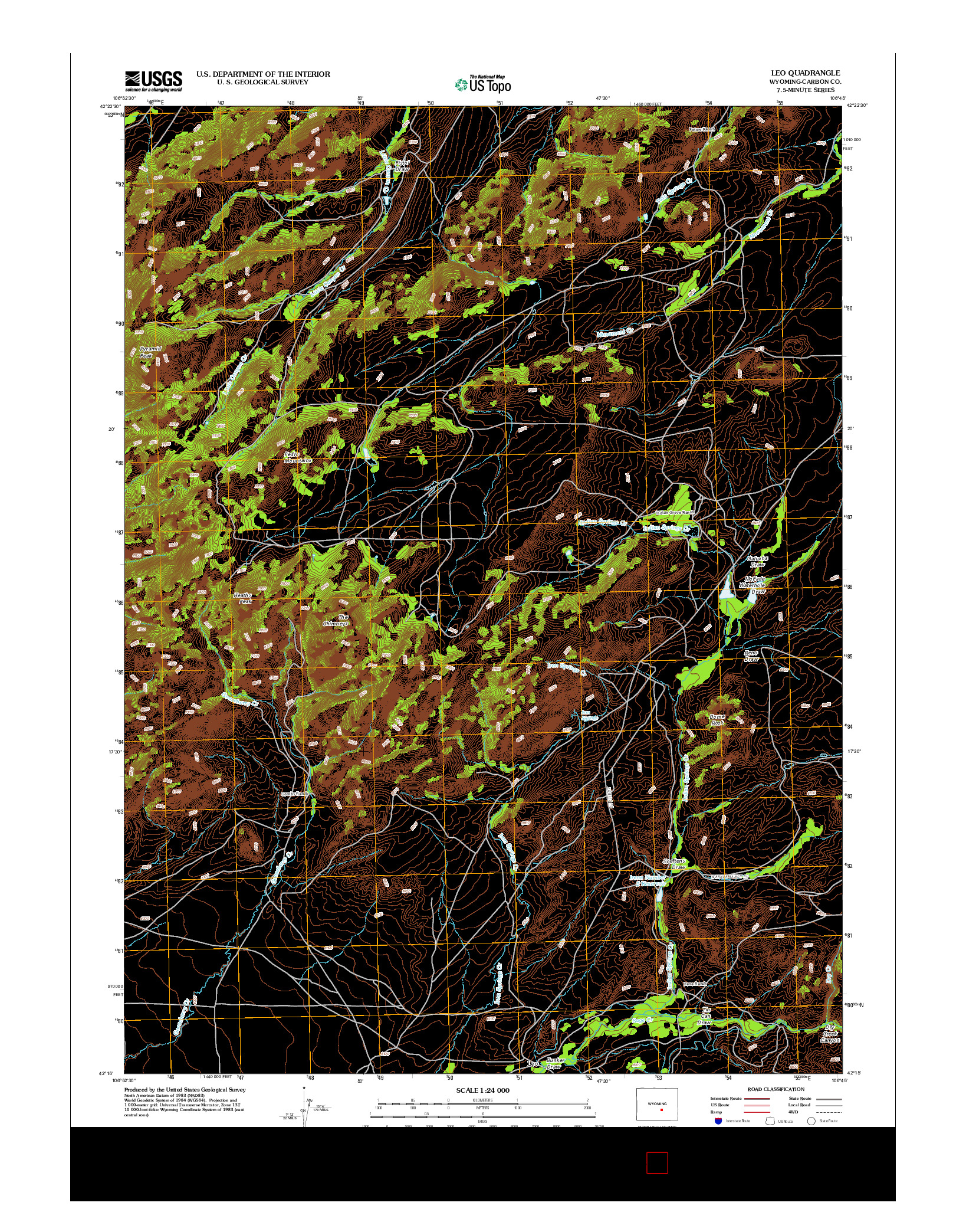 USGS US TOPO 7.5-MINUTE MAP FOR LEO, WY 2012