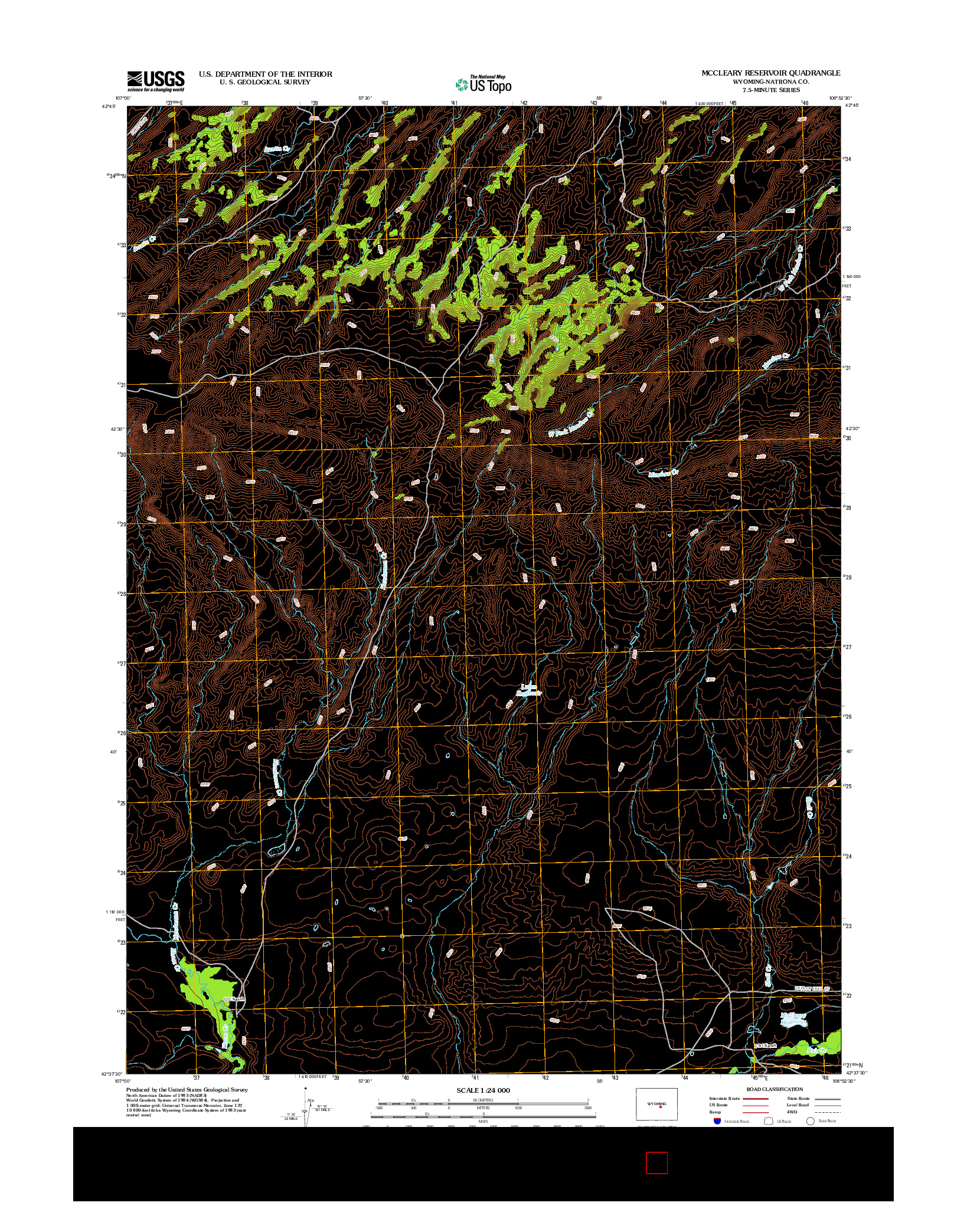 USGS US TOPO 7.5-MINUTE MAP FOR MCCLEARY RESERVOIR, WY 2012