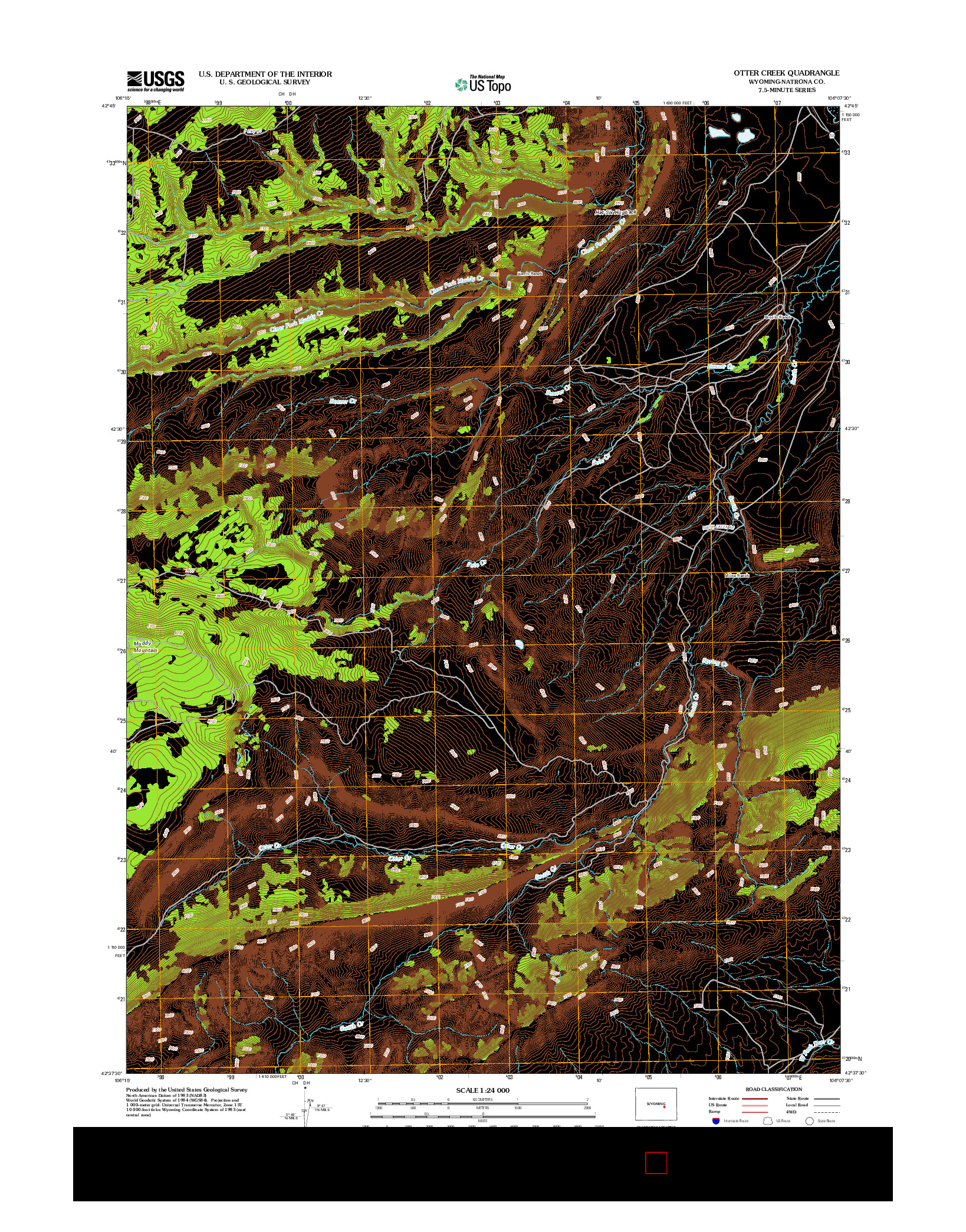 USGS US TOPO 7.5-MINUTE MAP FOR OTTER CREEK, WY 2012