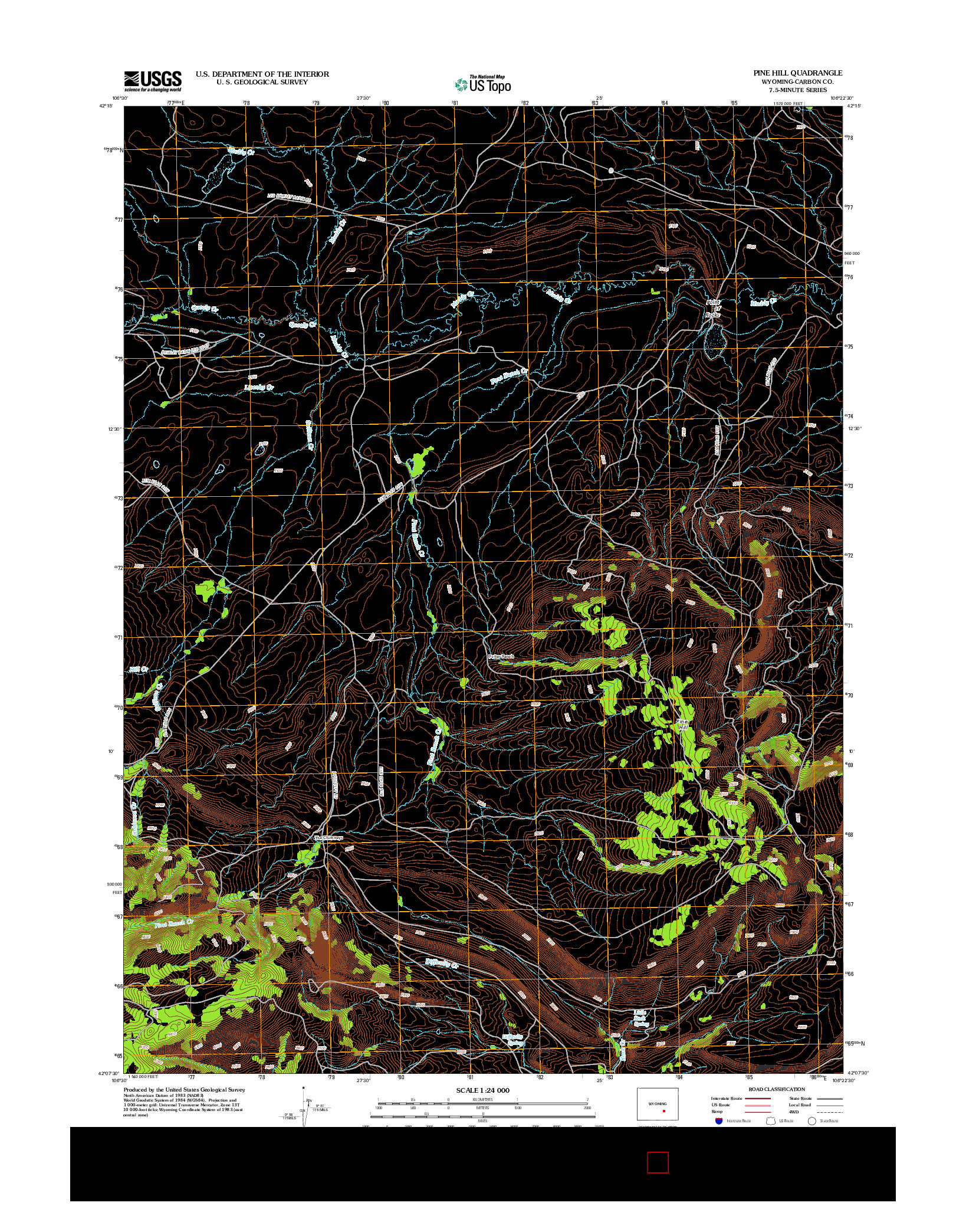 USGS US TOPO 7.5-MINUTE MAP FOR PINE HILL, WY 2012