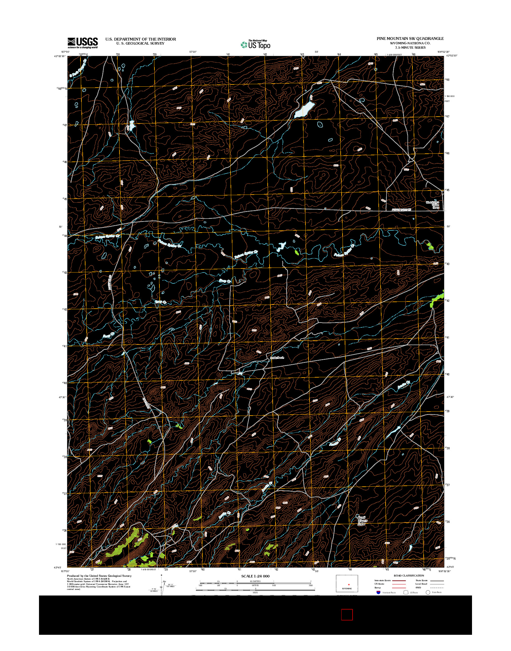 USGS US TOPO 7.5-MINUTE MAP FOR PINE MOUNTAIN SW, WY 2012