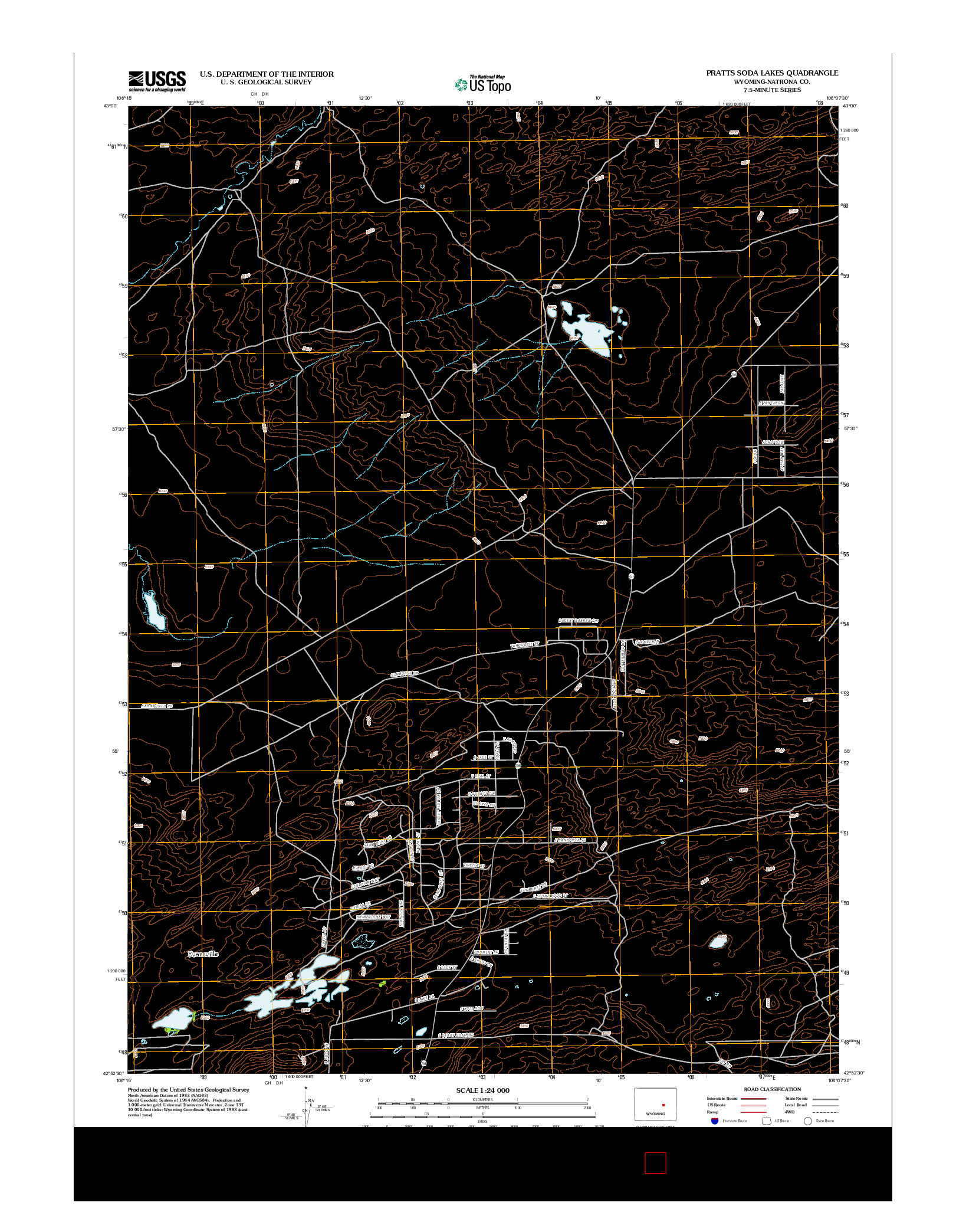 USGS US TOPO 7.5-MINUTE MAP FOR PRATTS SODA LAKES, WY 2012