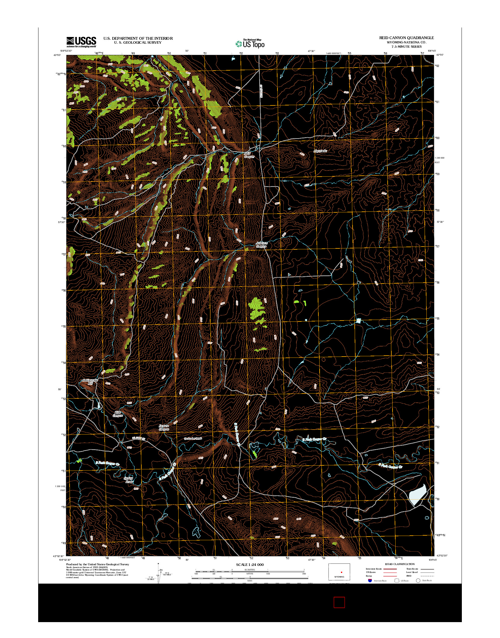 USGS US TOPO 7.5-MINUTE MAP FOR REID CANYON, WY 2012