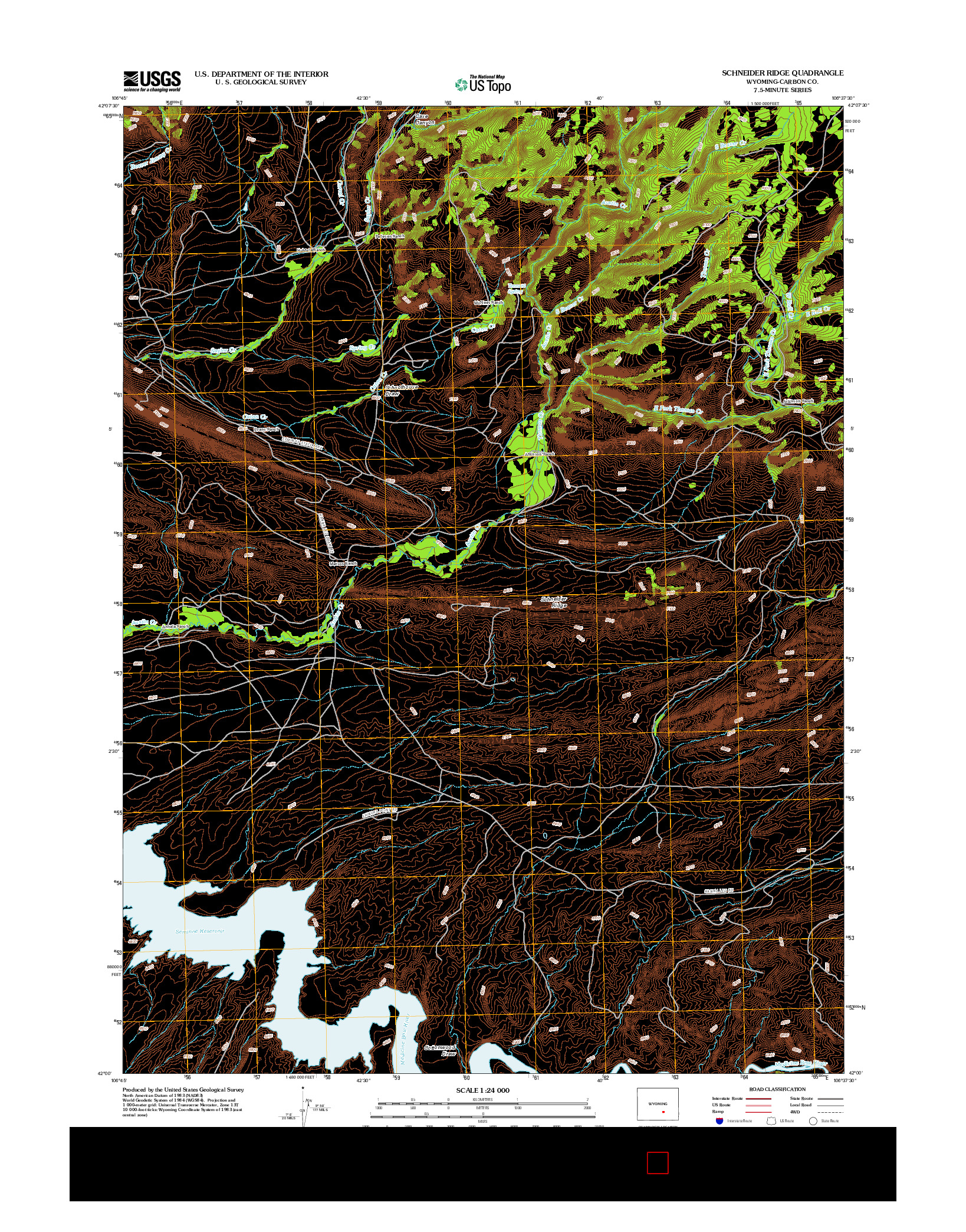 USGS US TOPO 7.5-MINUTE MAP FOR SCHNEIDER RIDGE, WY 2012