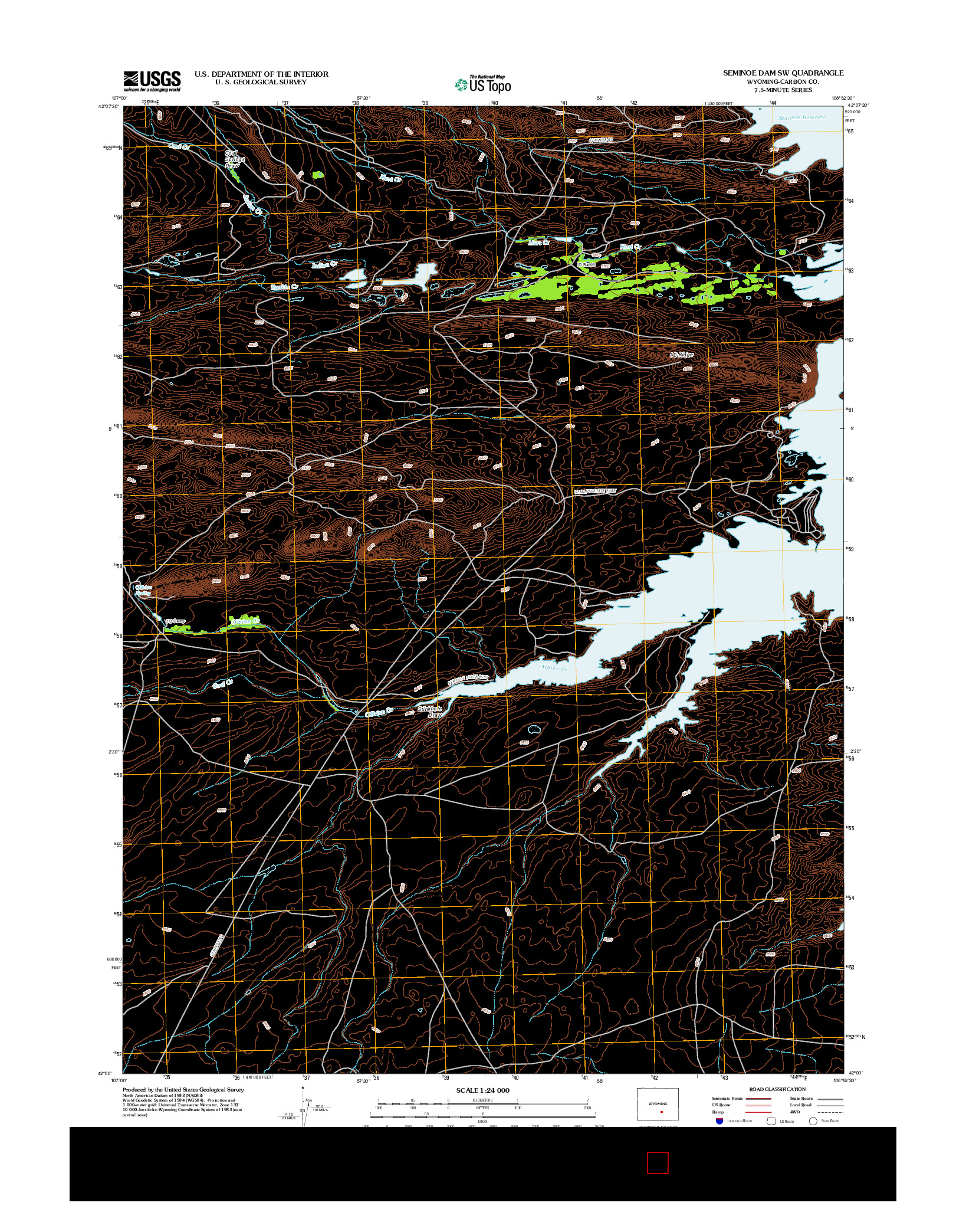 USGS US TOPO 7.5-MINUTE MAP FOR SEMINOE DAM SW, WY 2012