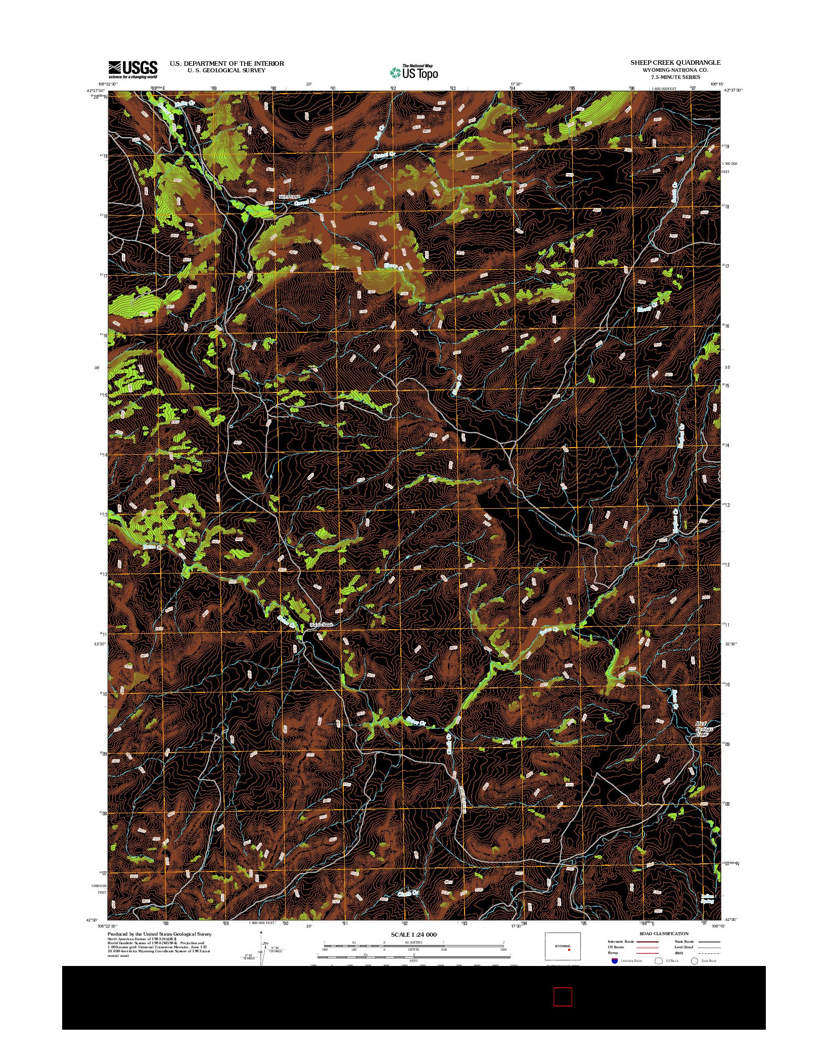 USGS US TOPO 7.5-MINUTE MAP FOR SHEEP CREEK, WY 2012