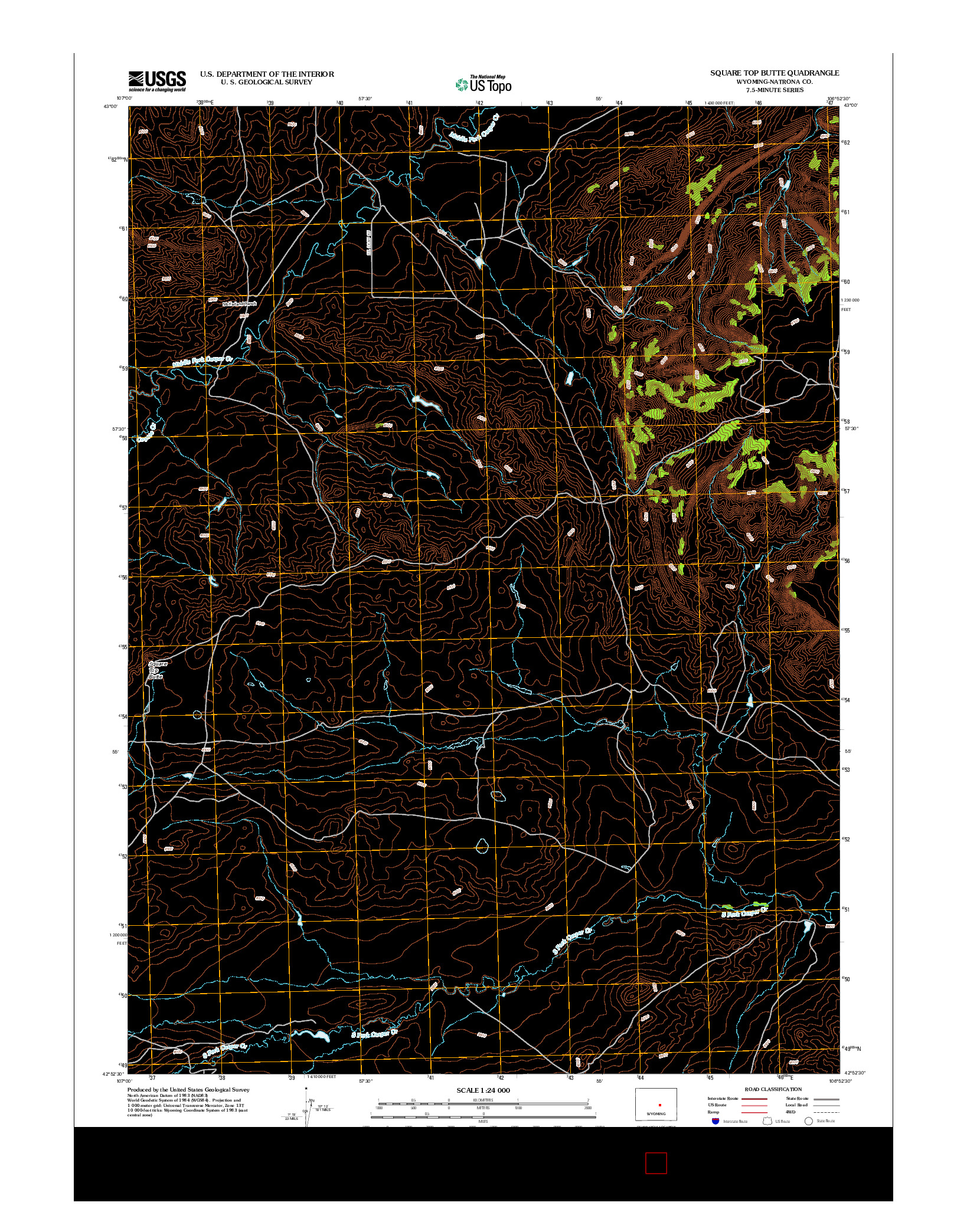 USGS US TOPO 7.5-MINUTE MAP FOR SQUARE TOP BUTTE, WY 2012