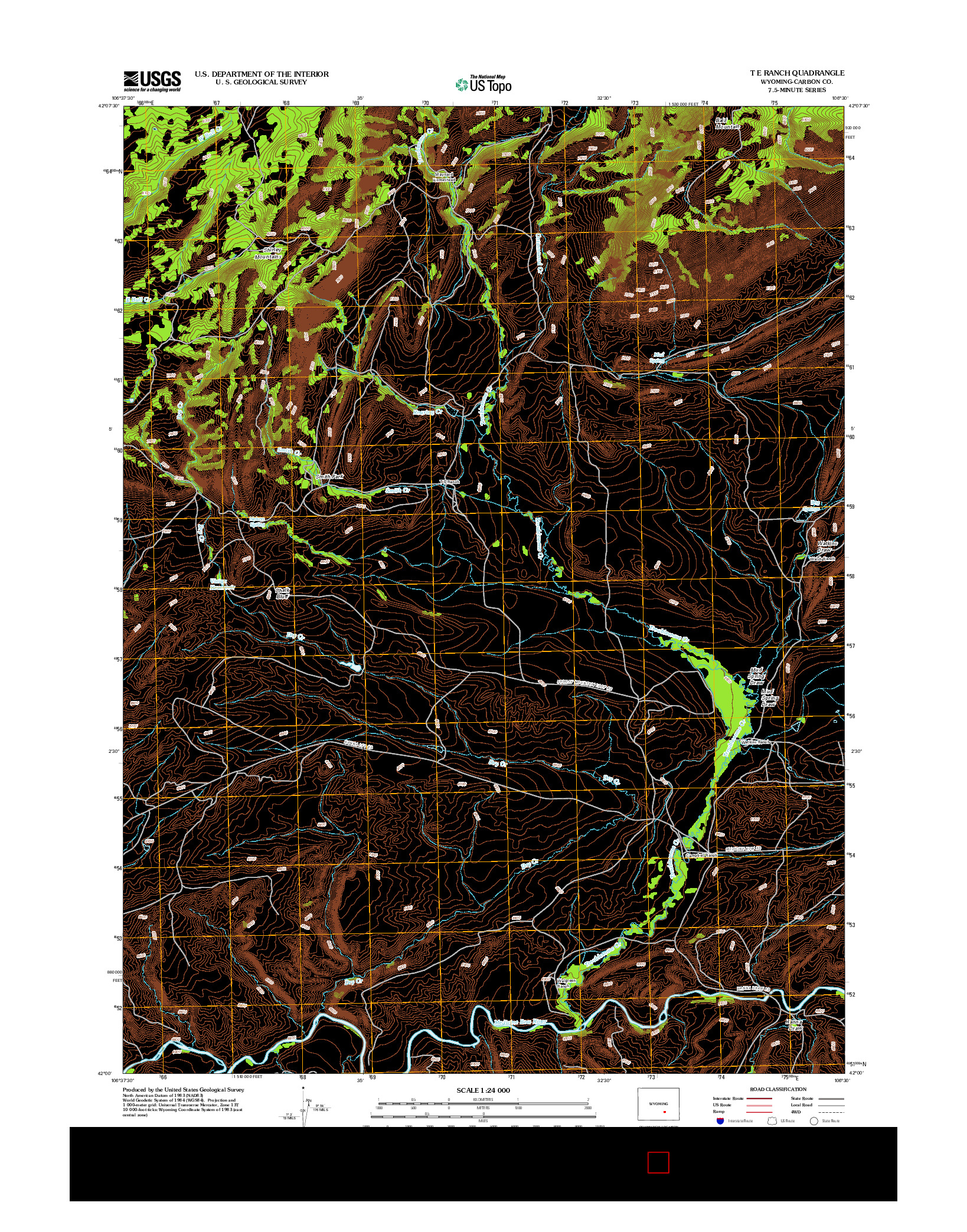 USGS US TOPO 7.5-MINUTE MAP FOR T E RANCH, WY 2012