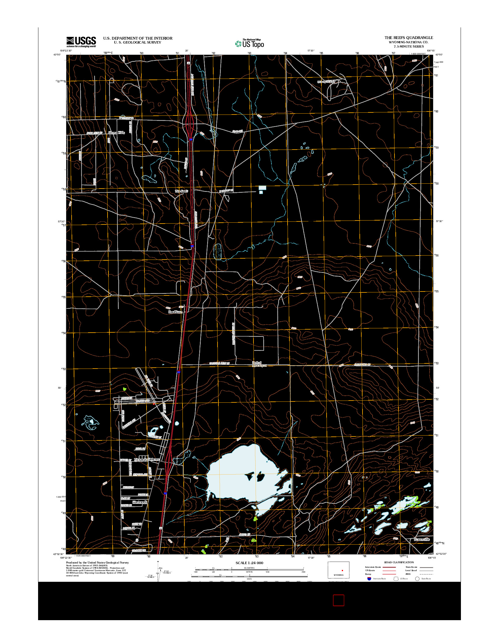 USGS US TOPO 7.5-MINUTE MAP FOR THE REEFS, WY 2012