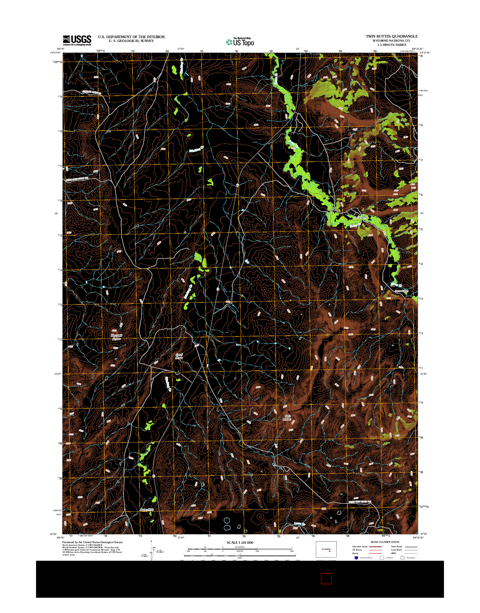 USGS US TOPO 7.5-MINUTE MAP FOR TWIN BUTTES, WY 2012