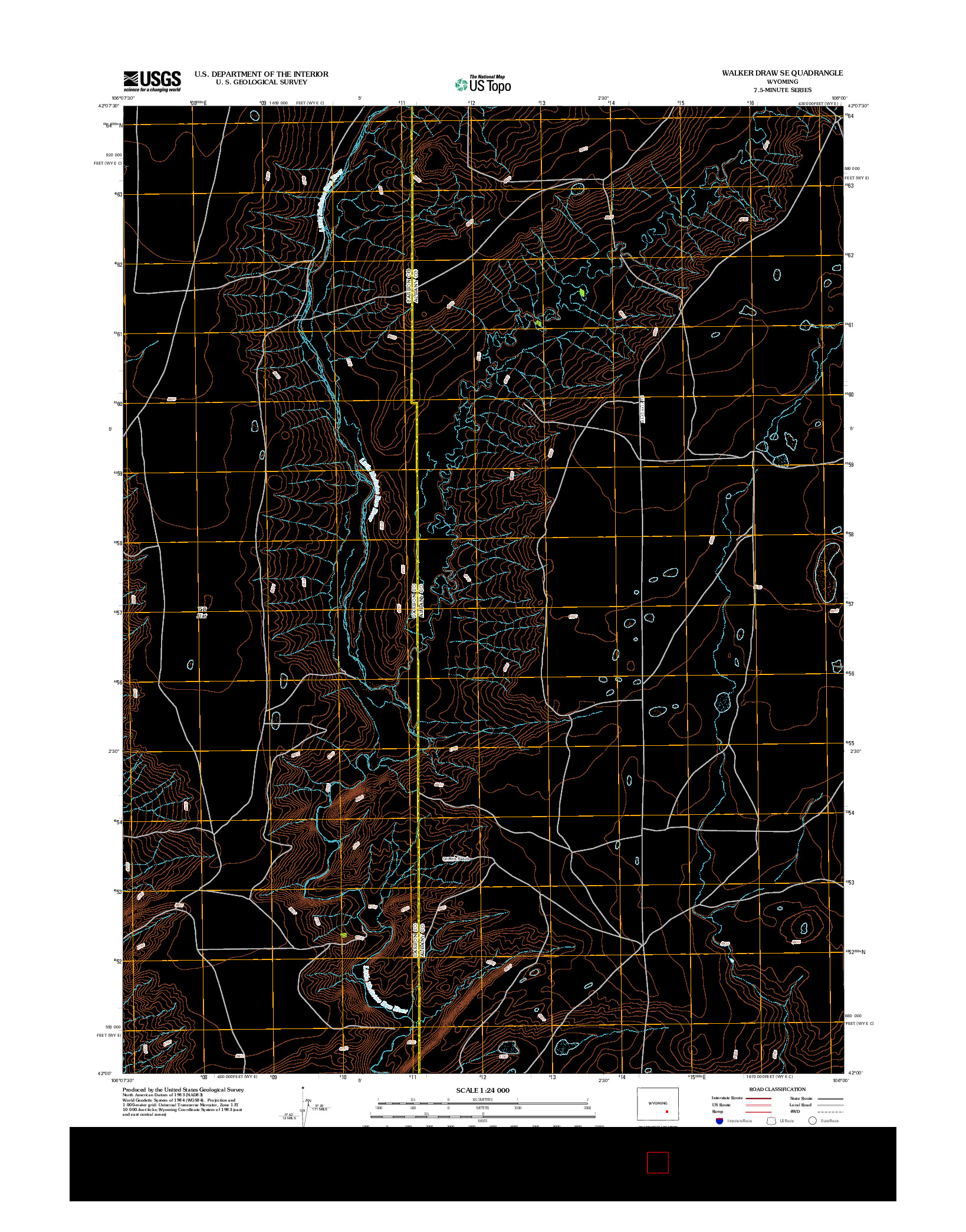 USGS US TOPO 7.5-MINUTE MAP FOR WALKER DRAW SE, WY 2012
