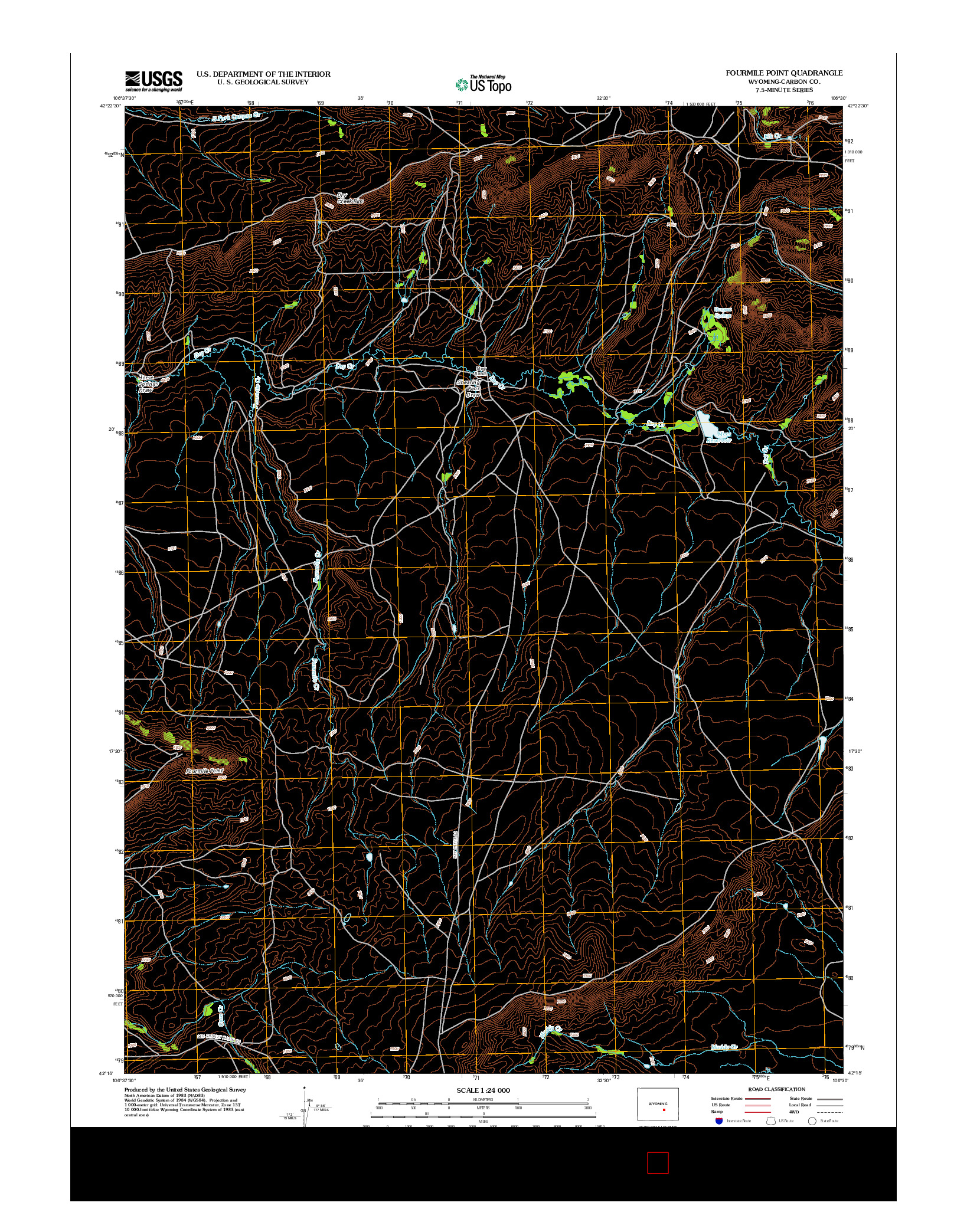 USGS US TOPO 7.5-MINUTE MAP FOR FOURMILE POINT, WY 2012