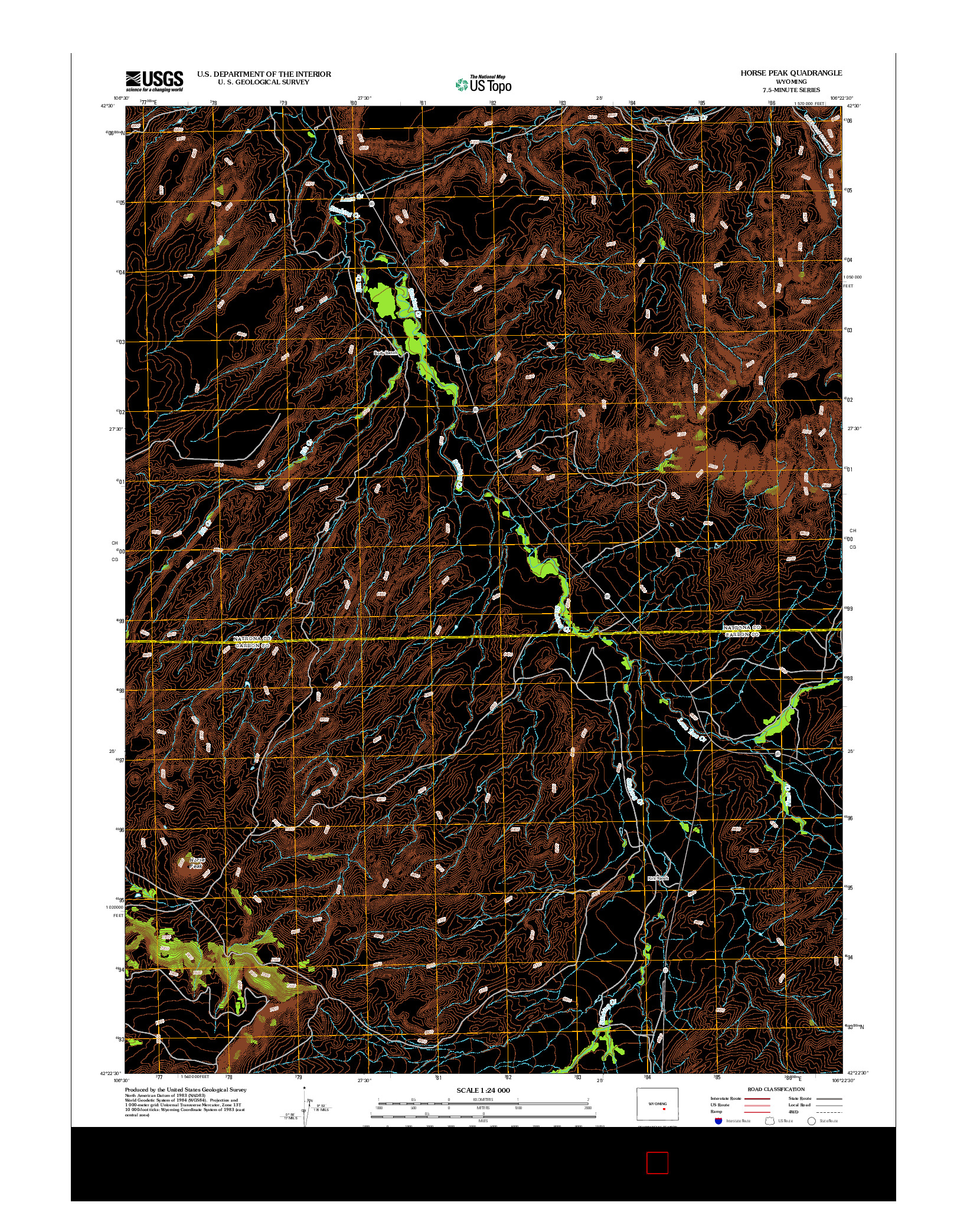 USGS US TOPO 7.5-MINUTE MAP FOR HORSE PEAK, WY 2012