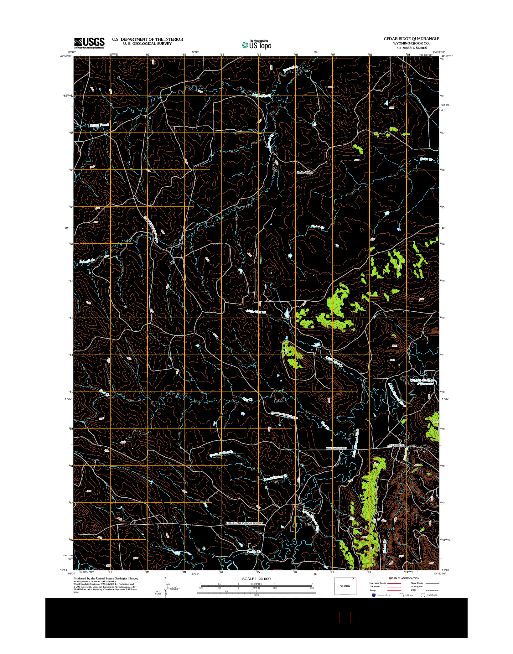 USGS US TOPO 7.5-MINUTE MAP FOR CEDAR RIDGE, WY 2012