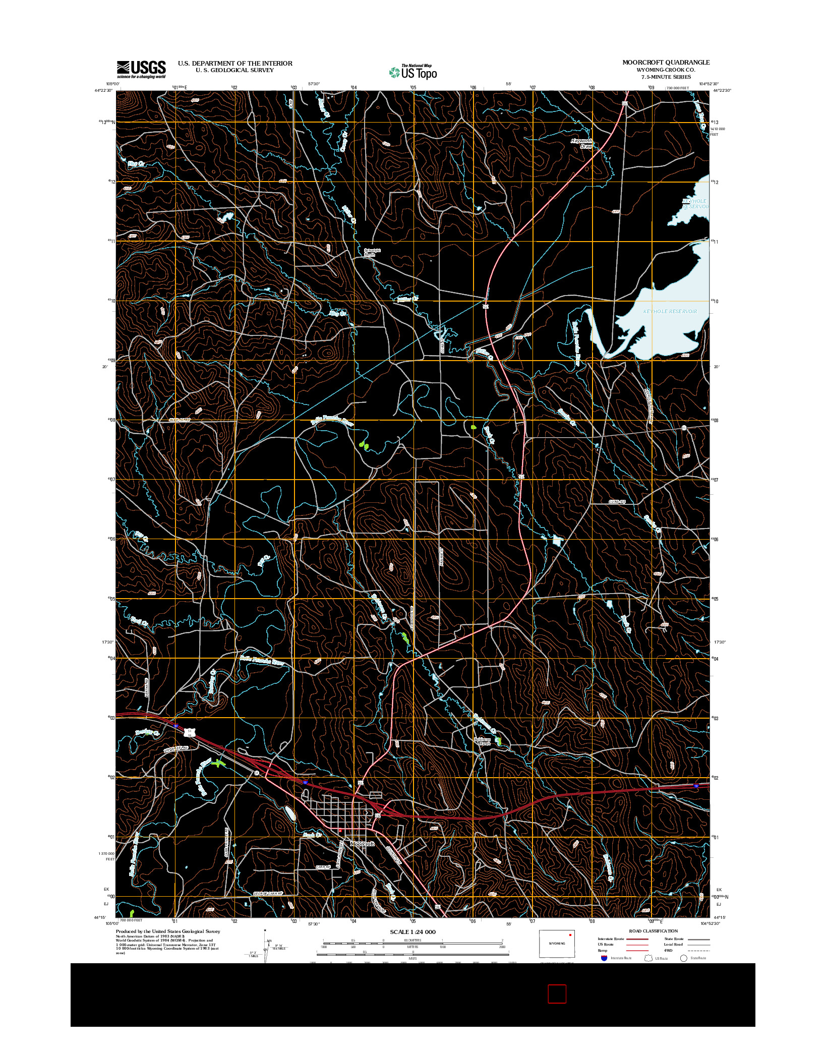 USGS US TOPO 7.5-MINUTE MAP FOR MOORCROFT, WY 2012