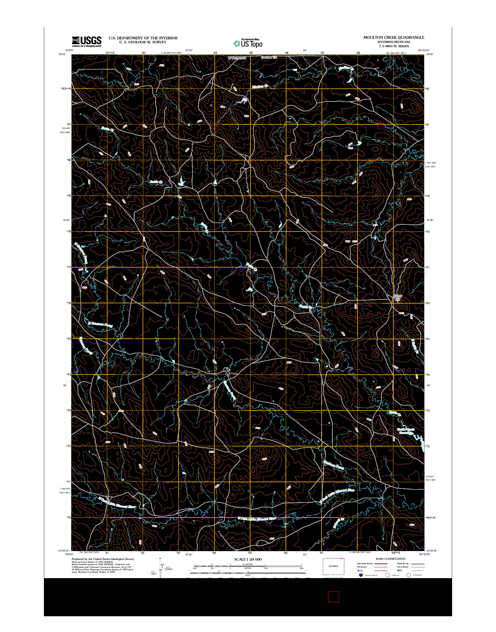 USGS US TOPO 7.5-MINUTE MAP FOR MOULTON CREEK, WY-MT 2012