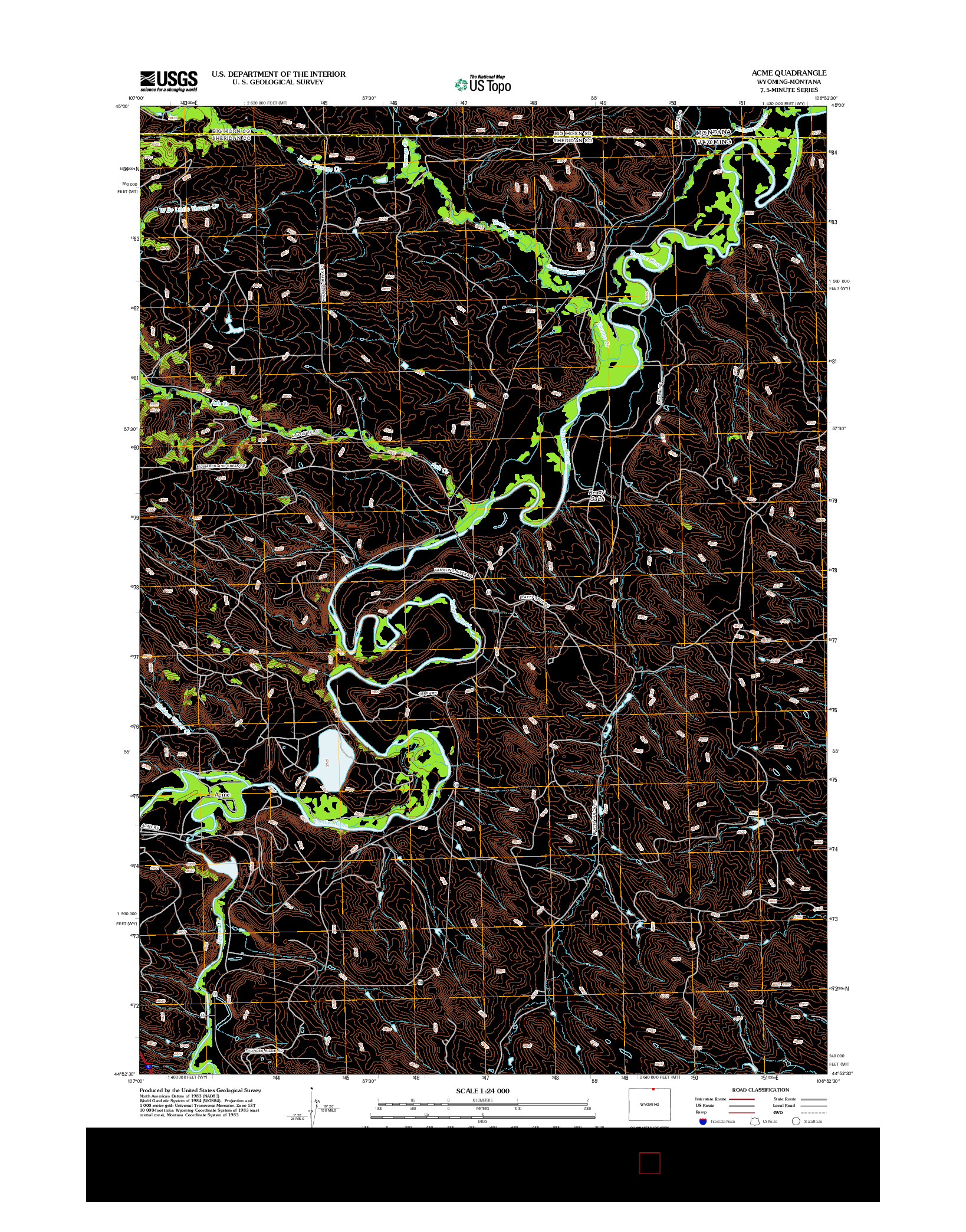 USGS US TOPO 7.5-MINUTE MAP FOR ACME, WY-MT 2012