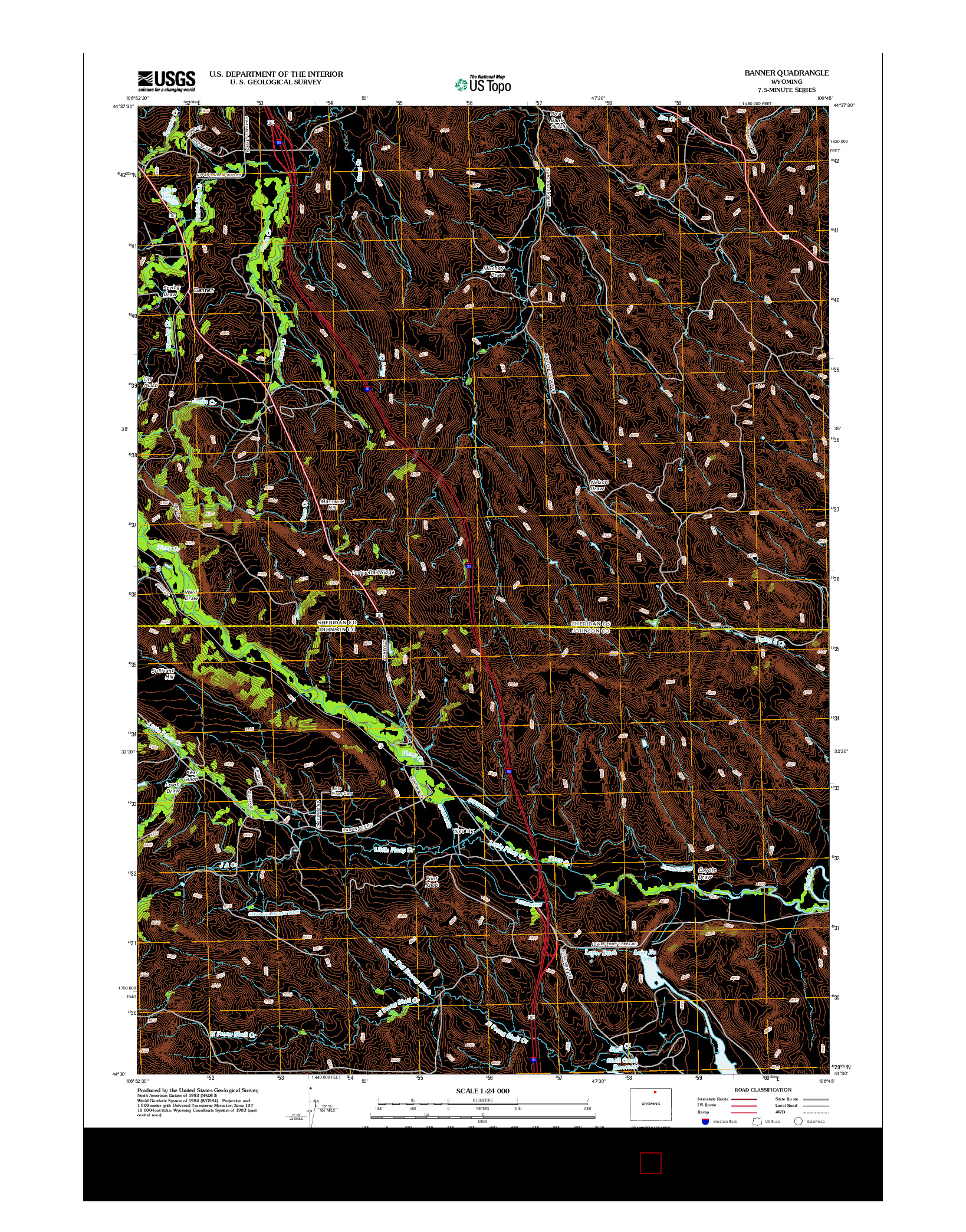 USGS US TOPO 7.5-MINUTE MAP FOR BANNER, WY 2012