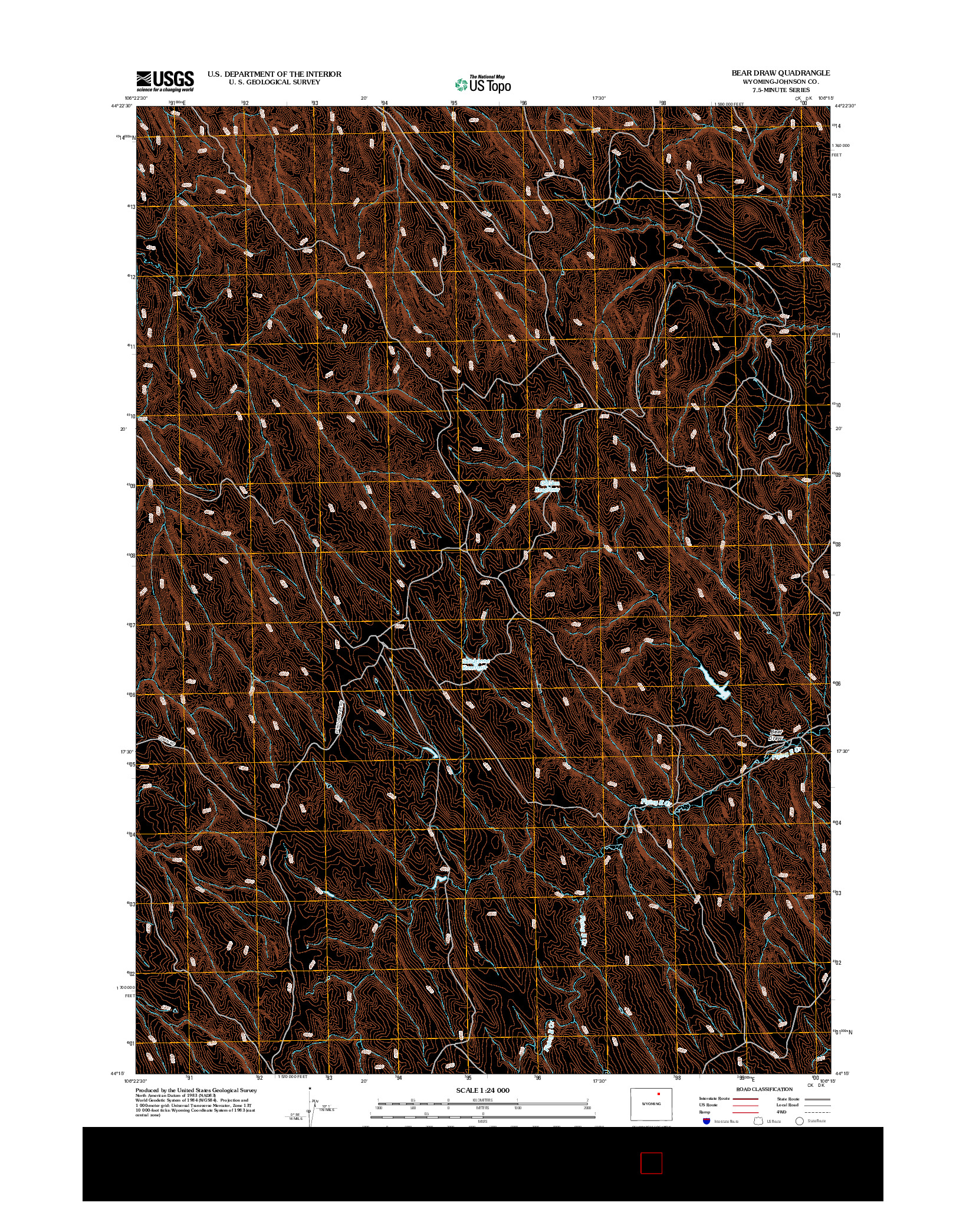 USGS US TOPO 7.5-MINUTE MAP FOR BEAR DRAW, WY 2012