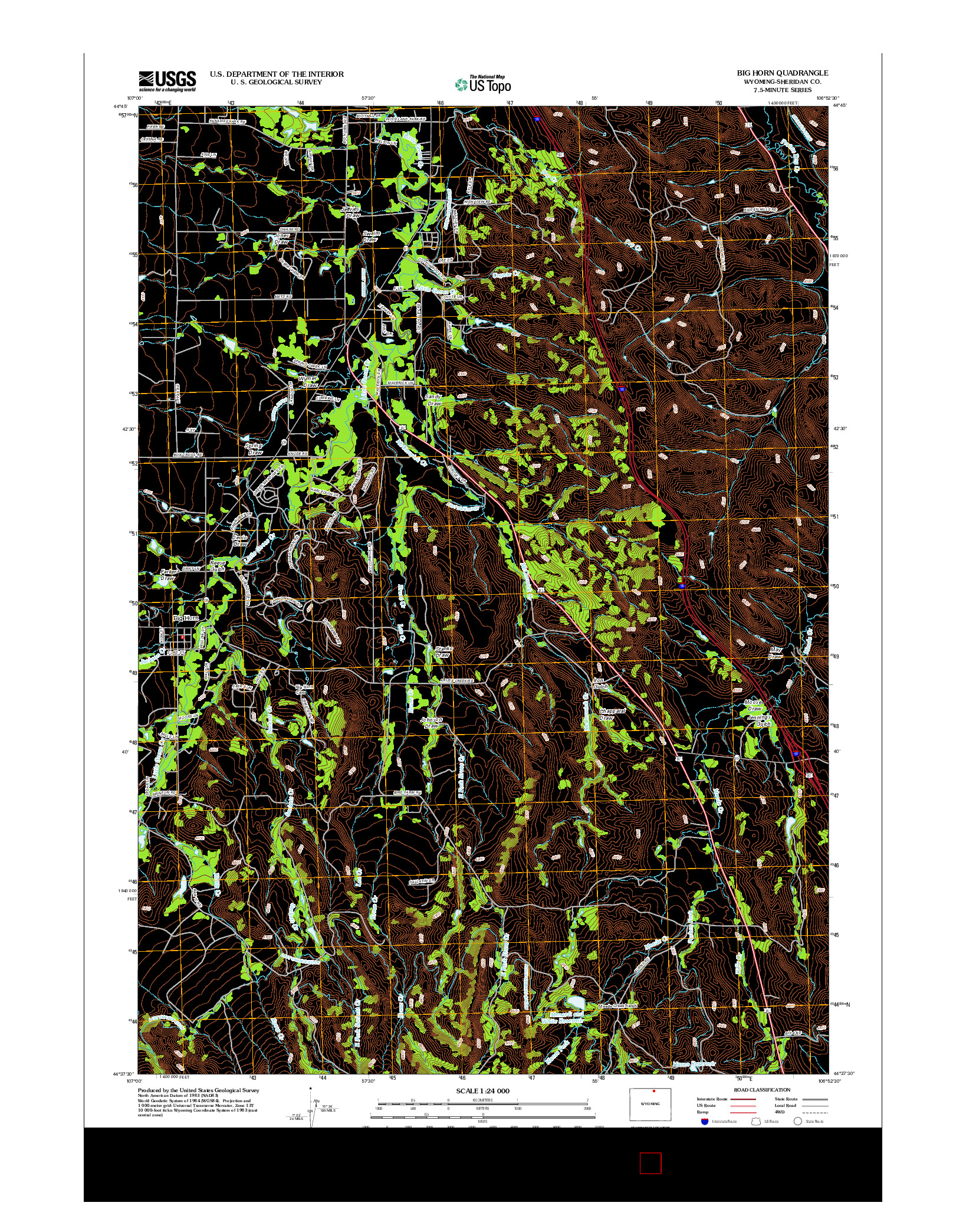 USGS US TOPO 7.5-MINUTE MAP FOR BIG HORN, WY 2012
