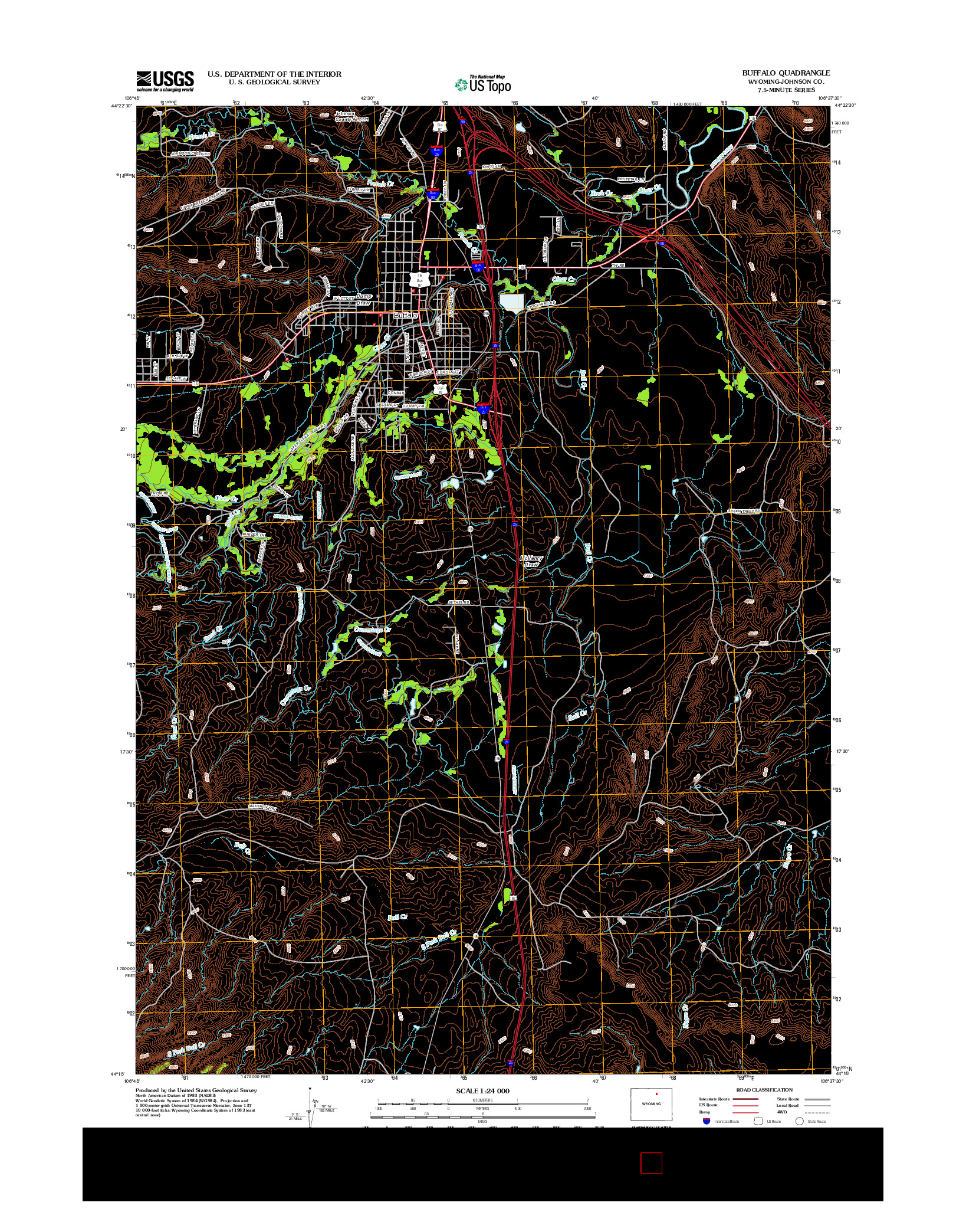 USGS US TOPO 7.5-MINUTE MAP FOR BUFFALO, WY 2012